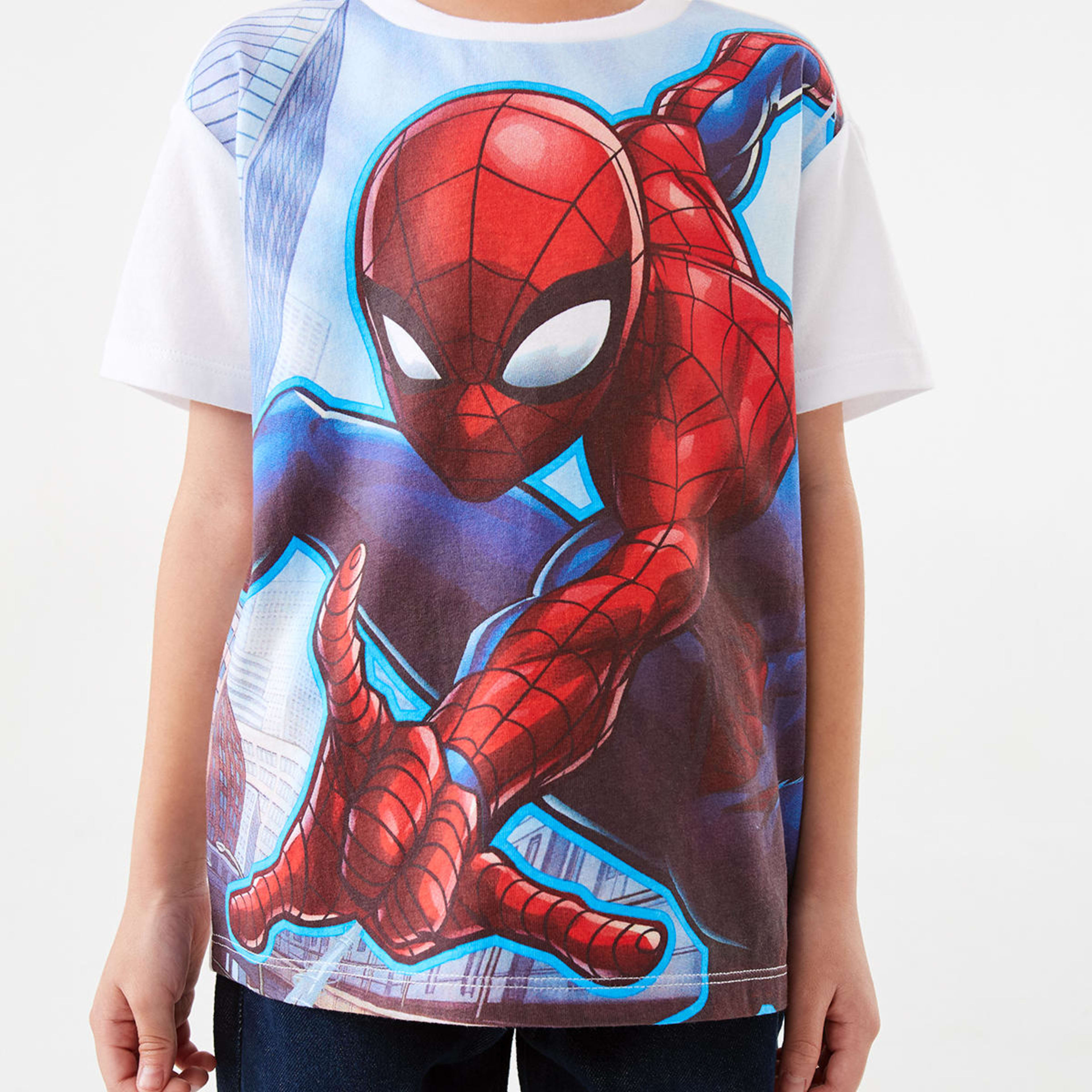 4 Spider-Man License Print T-shirt Spiderman Face Web White, 4 of 8