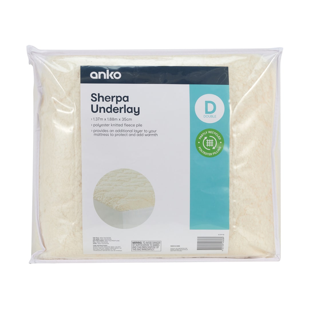 Sherpa Underlay Double Bed, Buff Beige Kmart