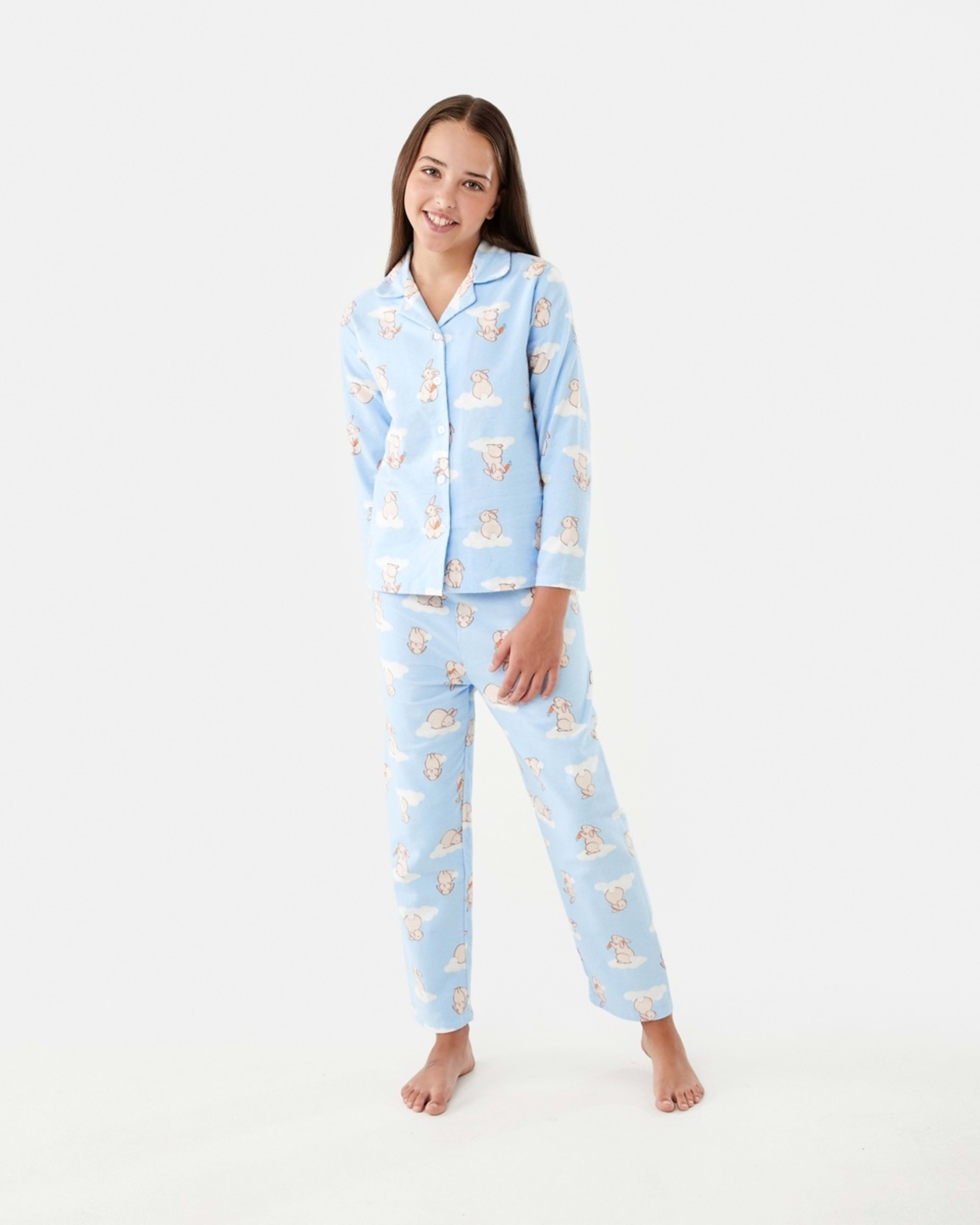 1 Flannelette Pyjama Set Blu Bunny