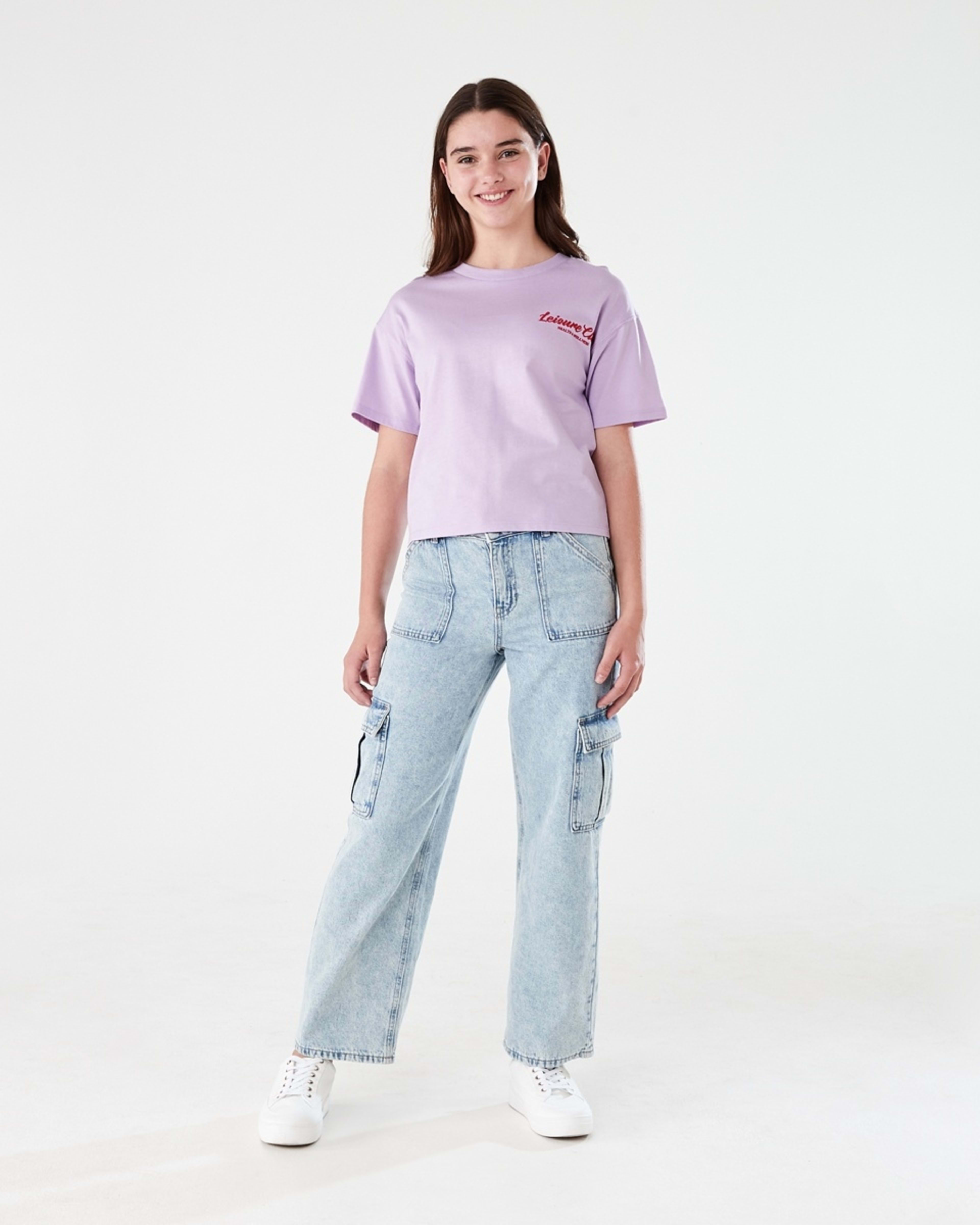 7 Short Sleeve Cropped Print T-shirt LEISURE CLUB PASTEL LILAC, 7 of 8