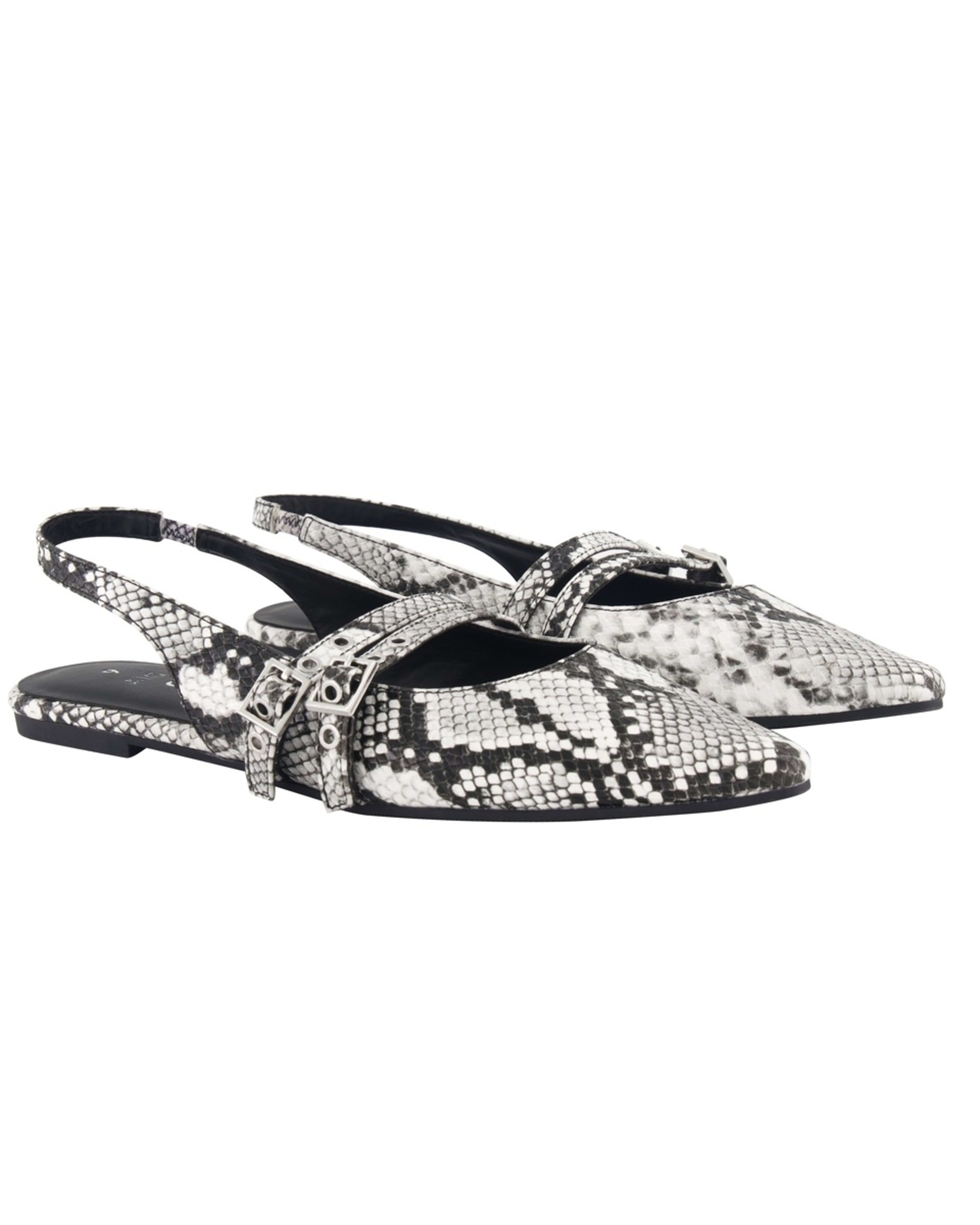 3 Slingback Two Strap Flats SNAKE BLACK WHITE, 3 of 3