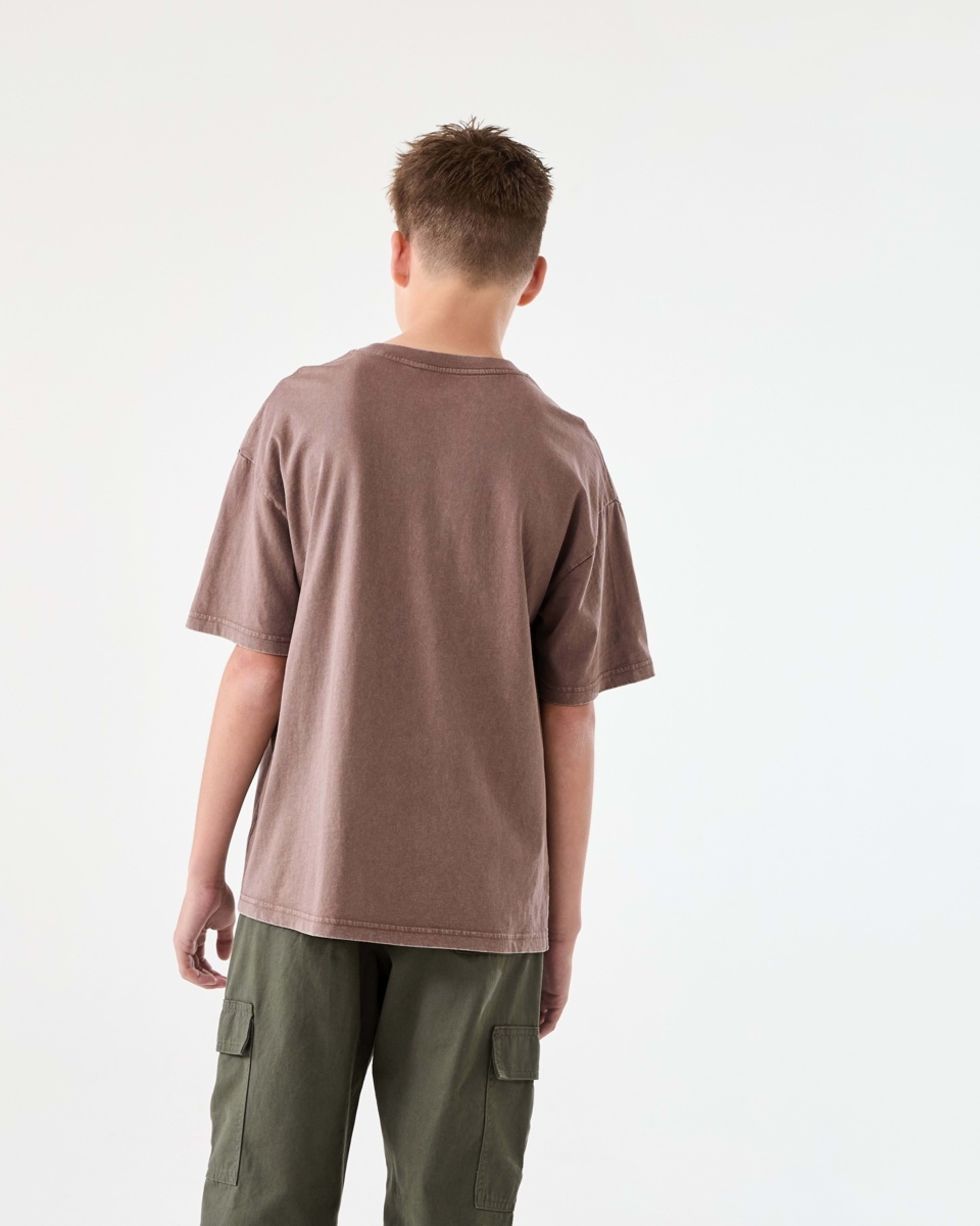 2 Short Sleeve Oversized Acid Wash T-shirt BROWN CHOC, 2 of 6