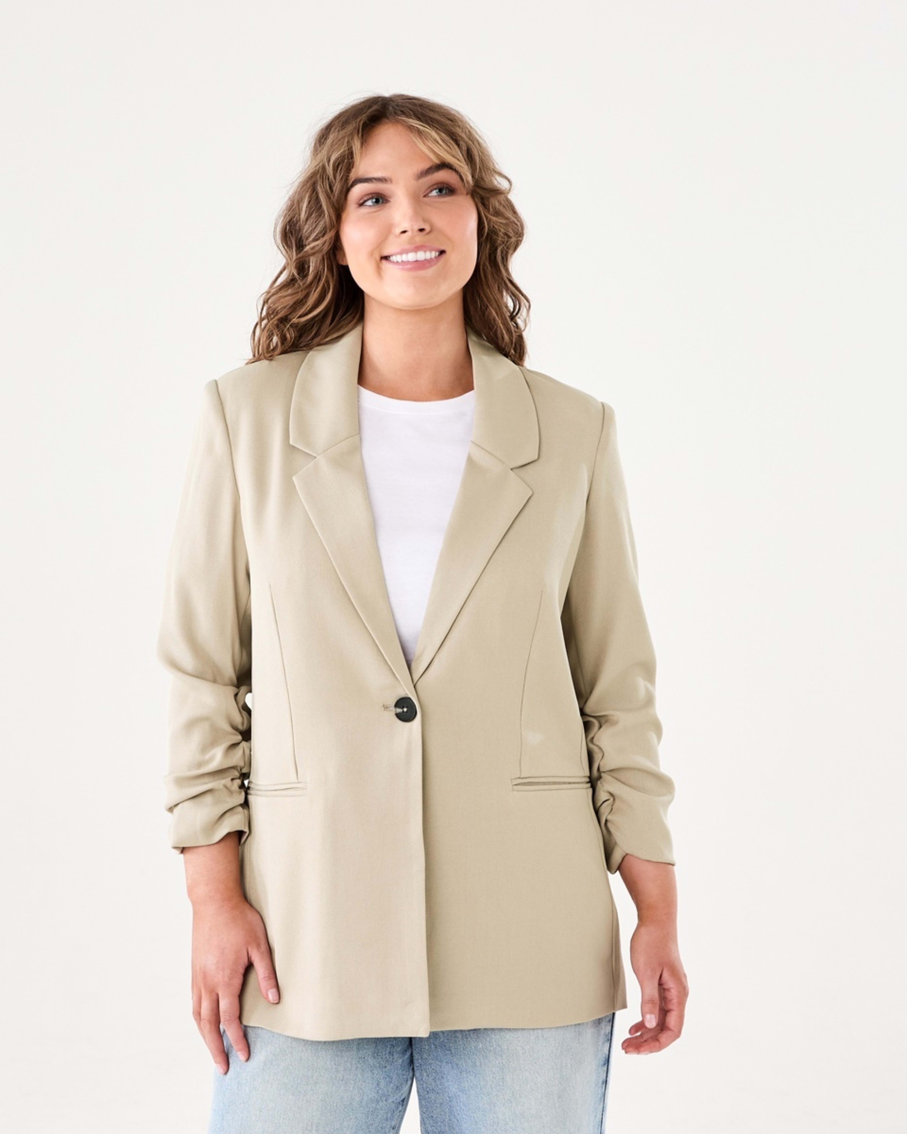 2 Ruched Sleeve Blazer DUNE BEIGE, 2 of 7