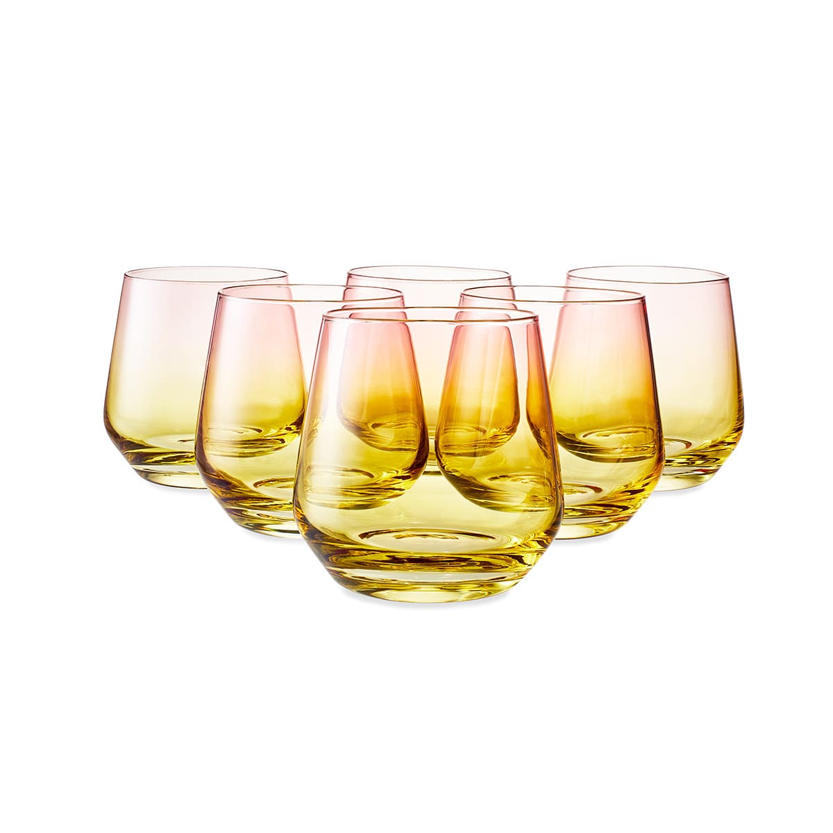 6 Two Tone Yellow and Pink Stemless Glasses Kmart