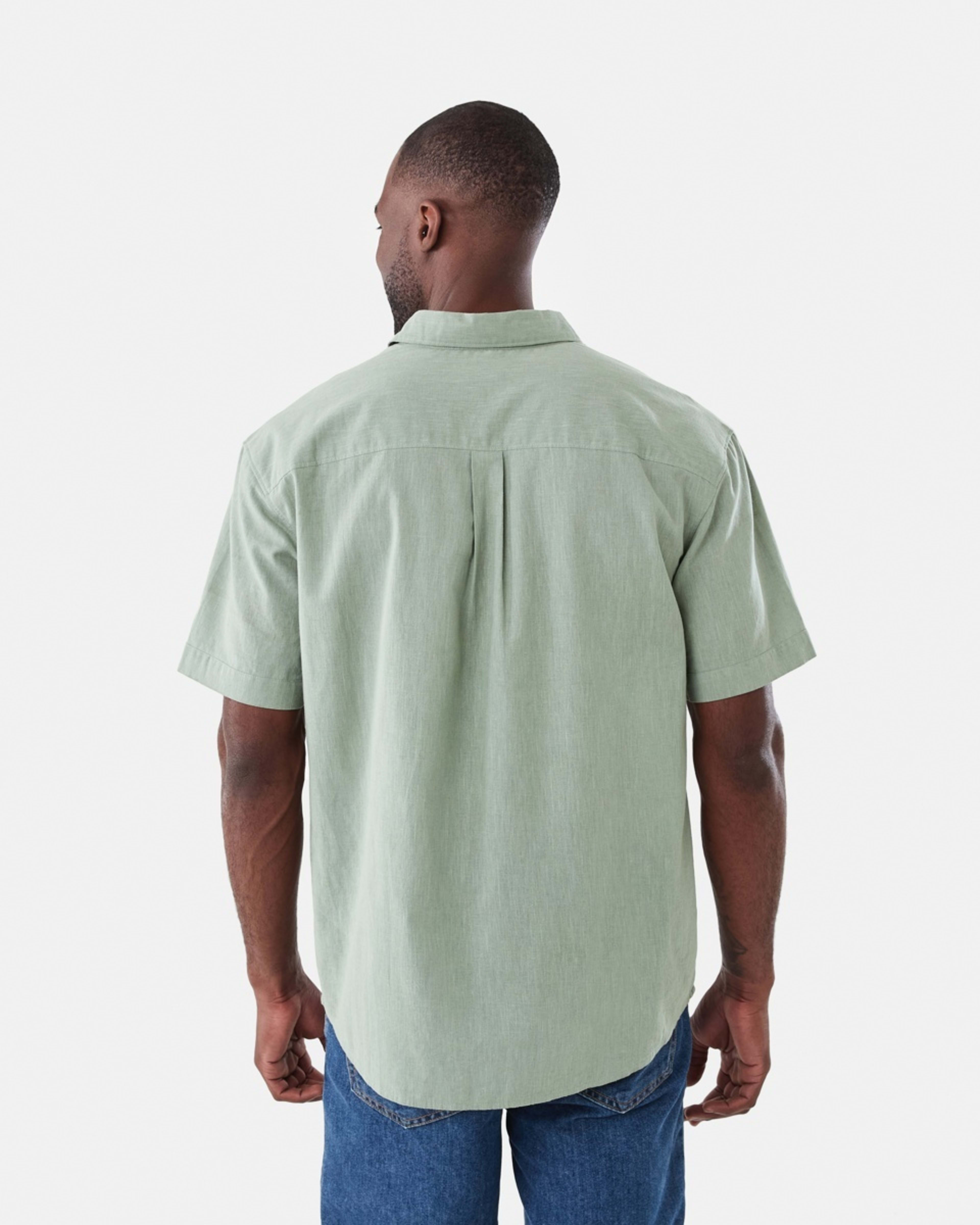 3 Short Sleeve Cotton Linen Shirt LILY PAD, 3 of 5