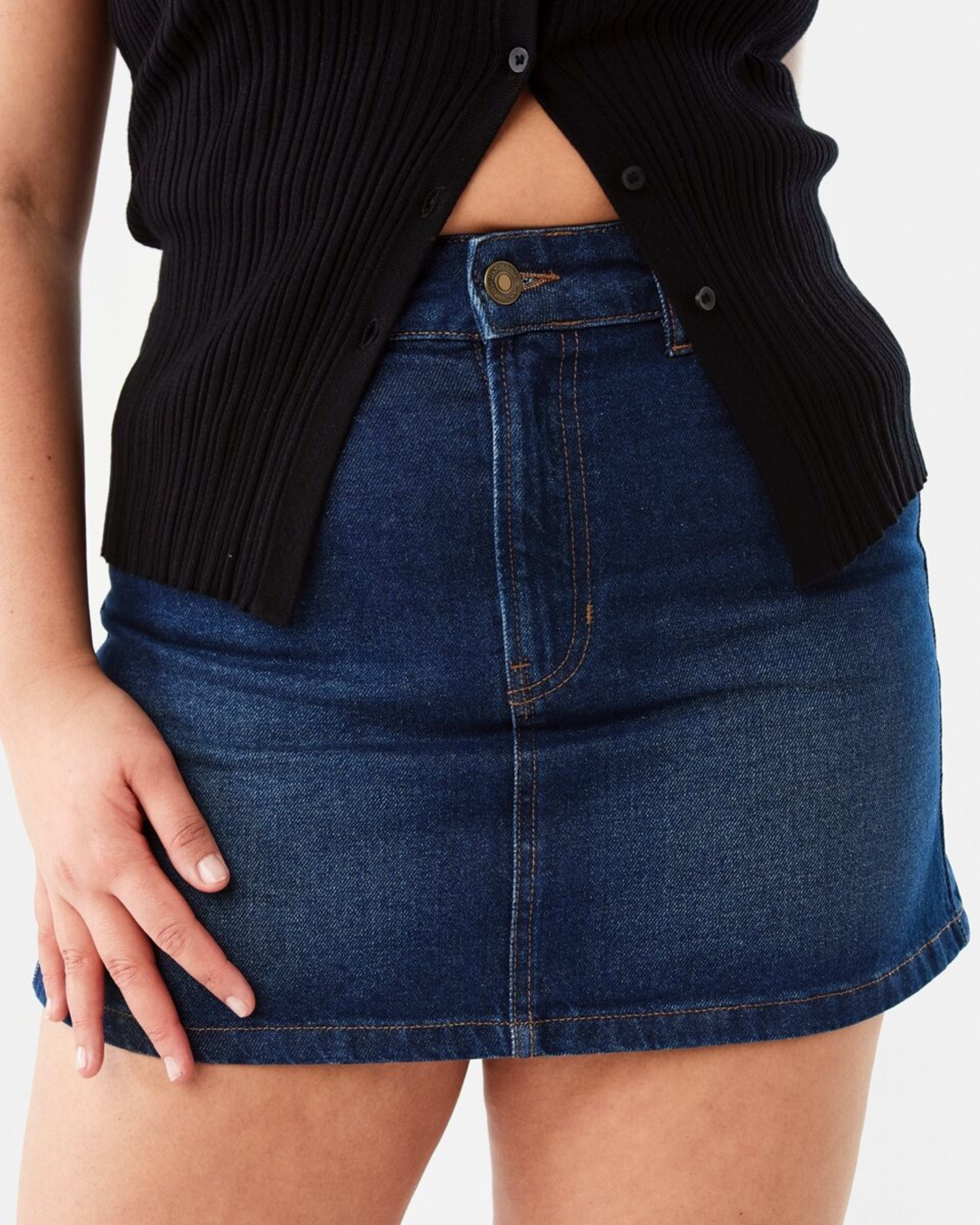 1 Denim A-line Mini Skirt Mid Wash