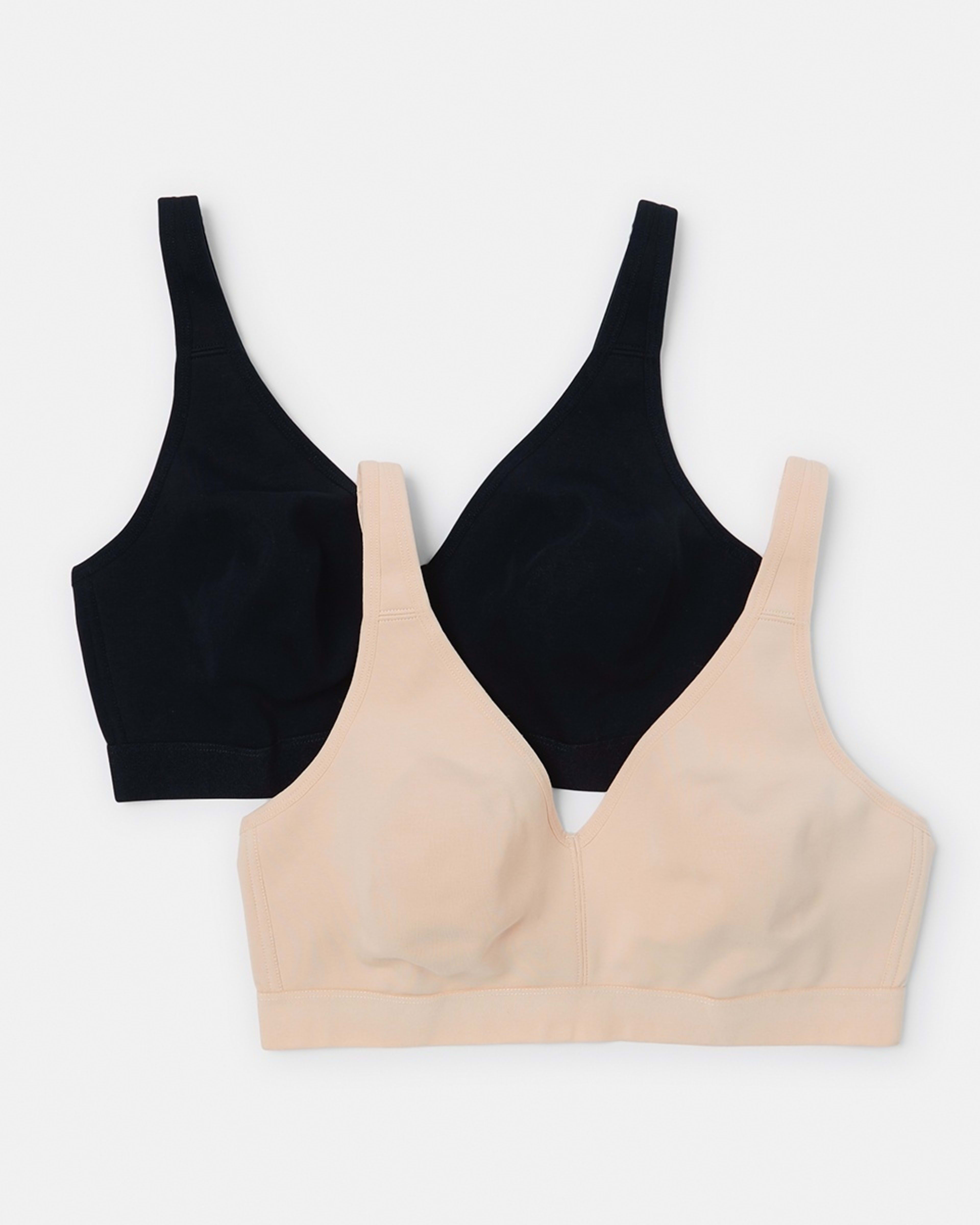 1 2 Pack Full Figure Wirefree Soft Cup Bra BEIGE, BLACK