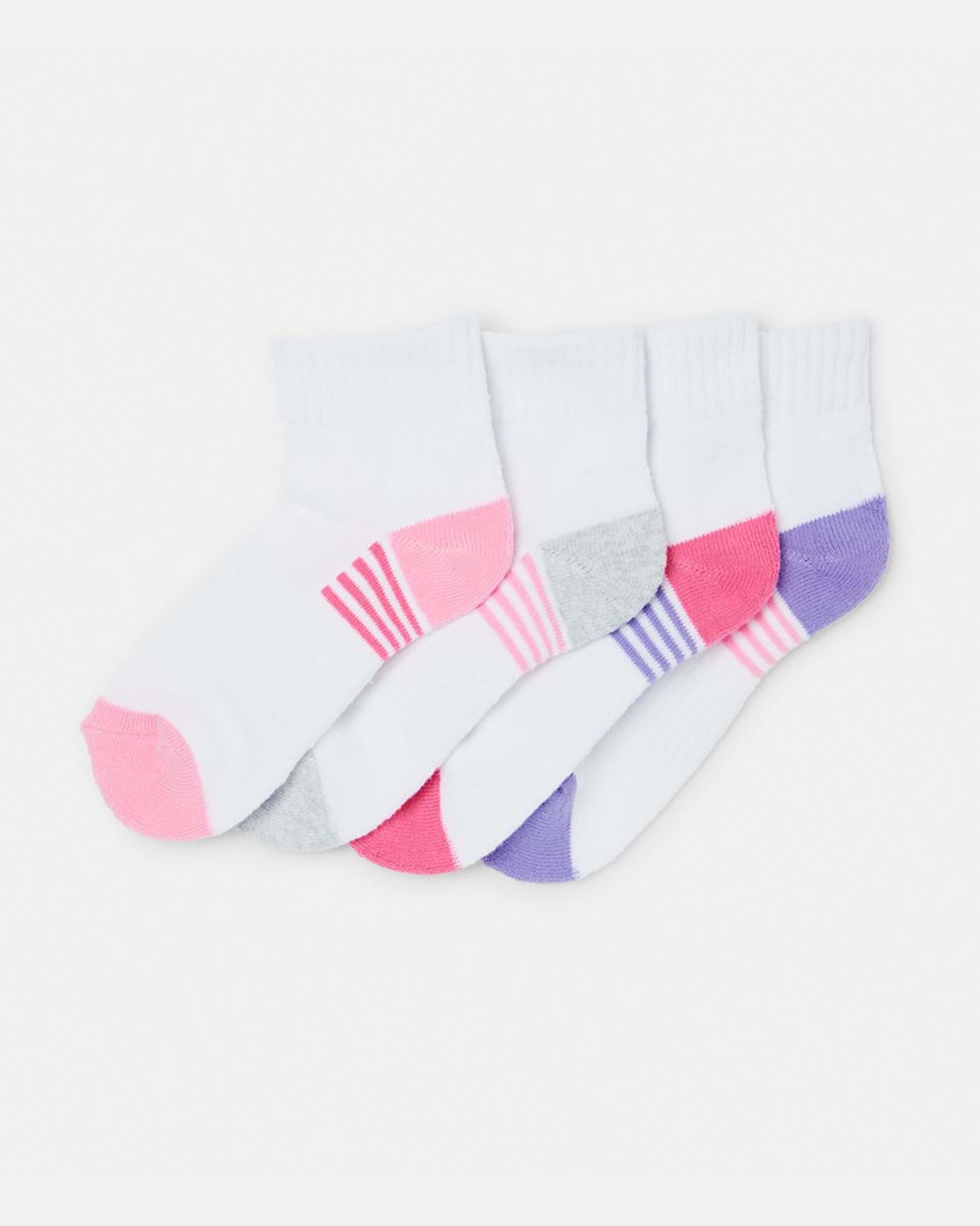 1 4 Pack Active Kids Quarter Crew Socks Pink