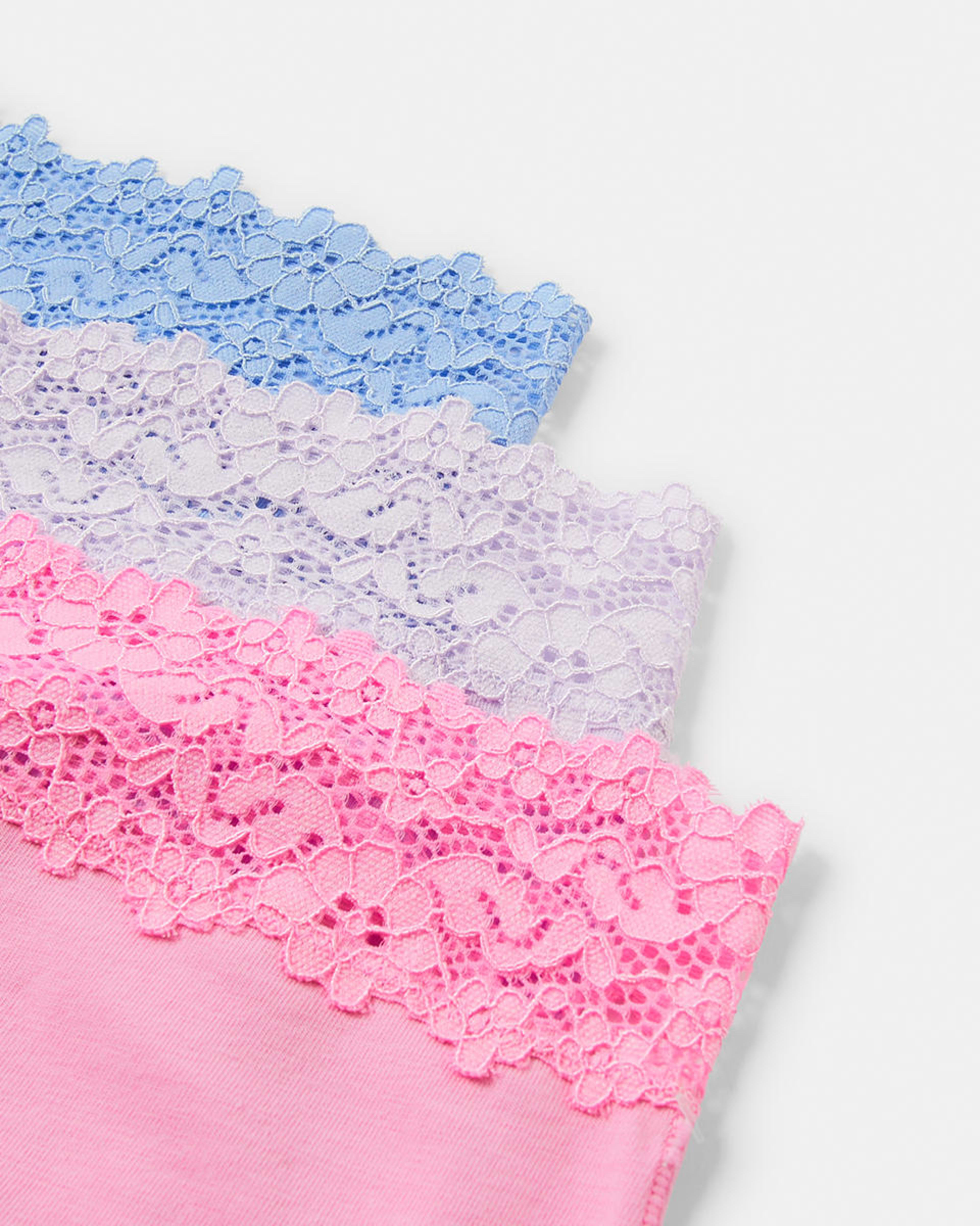 2 3 Pack Cotton Lace Boyleg Briefs Ff Bl Hy, 2 of 8