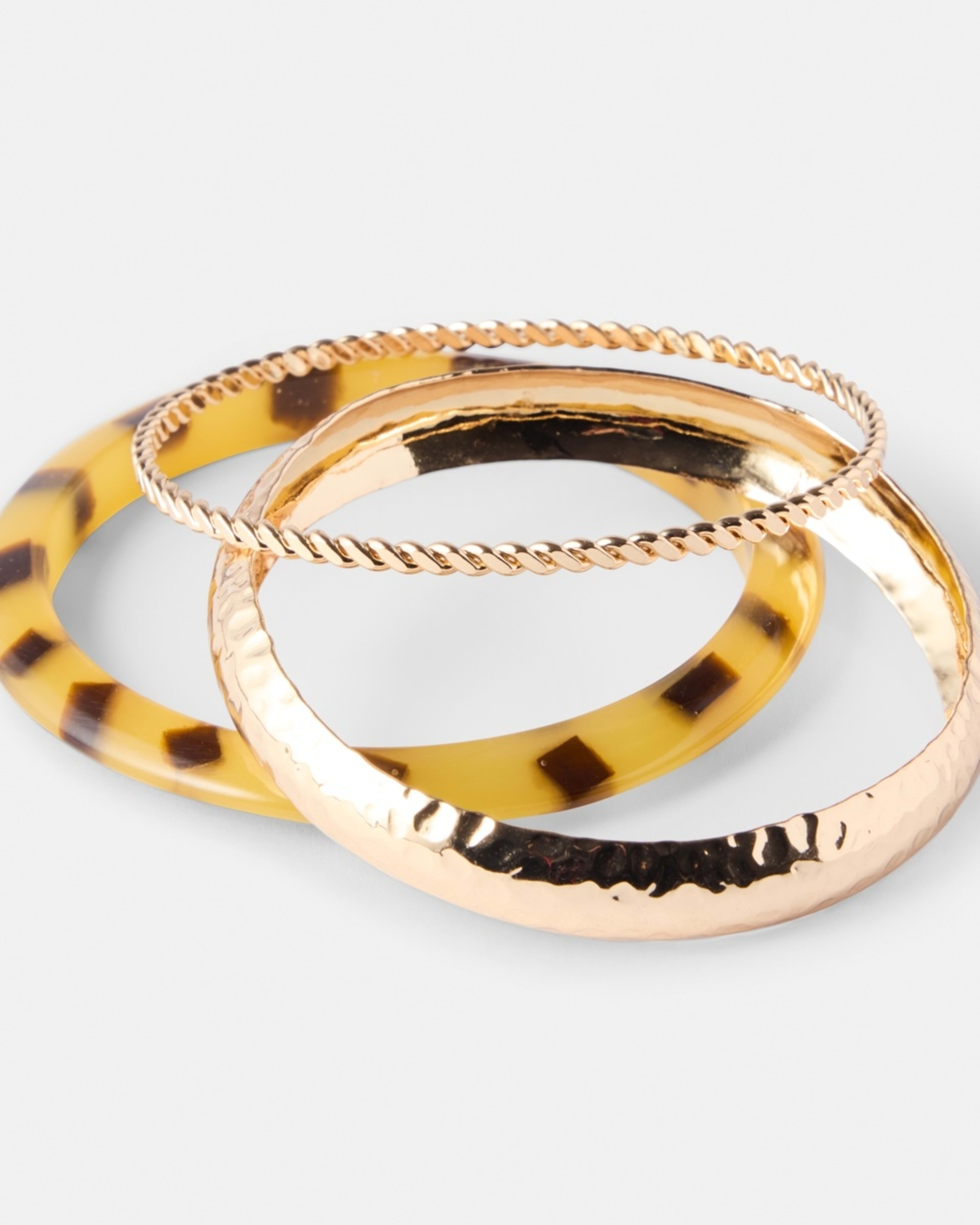 2 3 Pack Acrylic Bangles Gold, 2 of 5