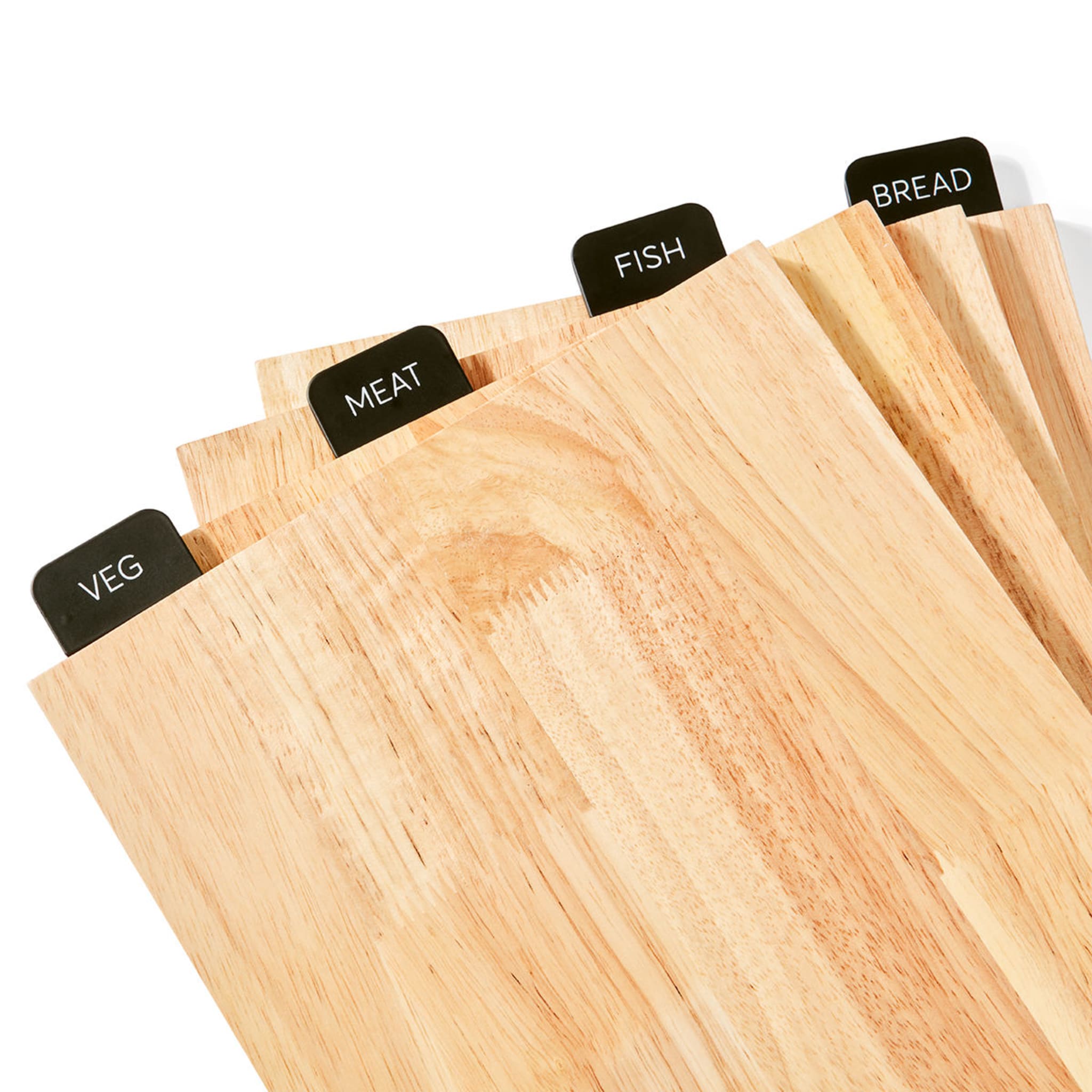 Set of 4 Wood Cutting Boards with Stand Kmart