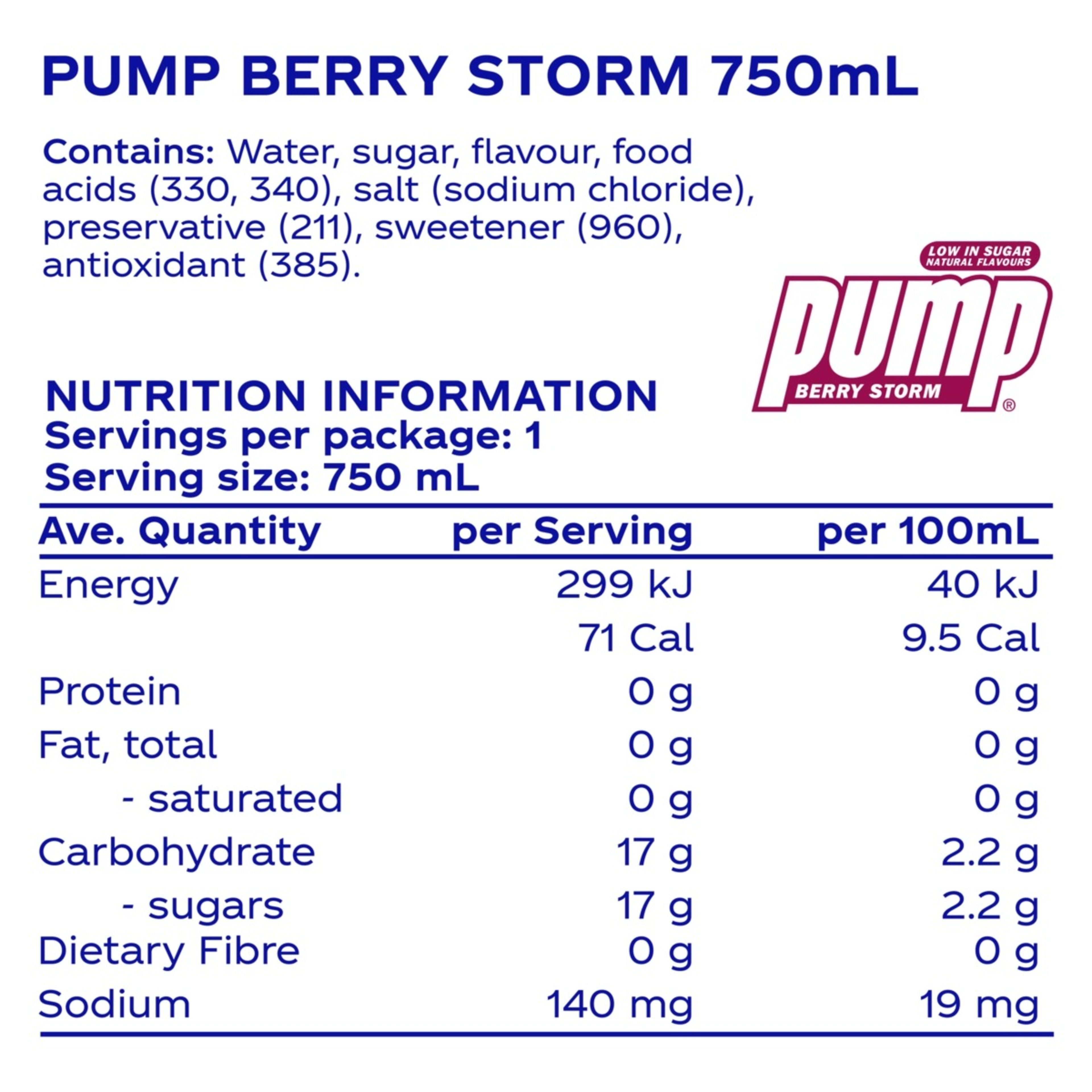 Pump Berry Storm 750ml Kmart
