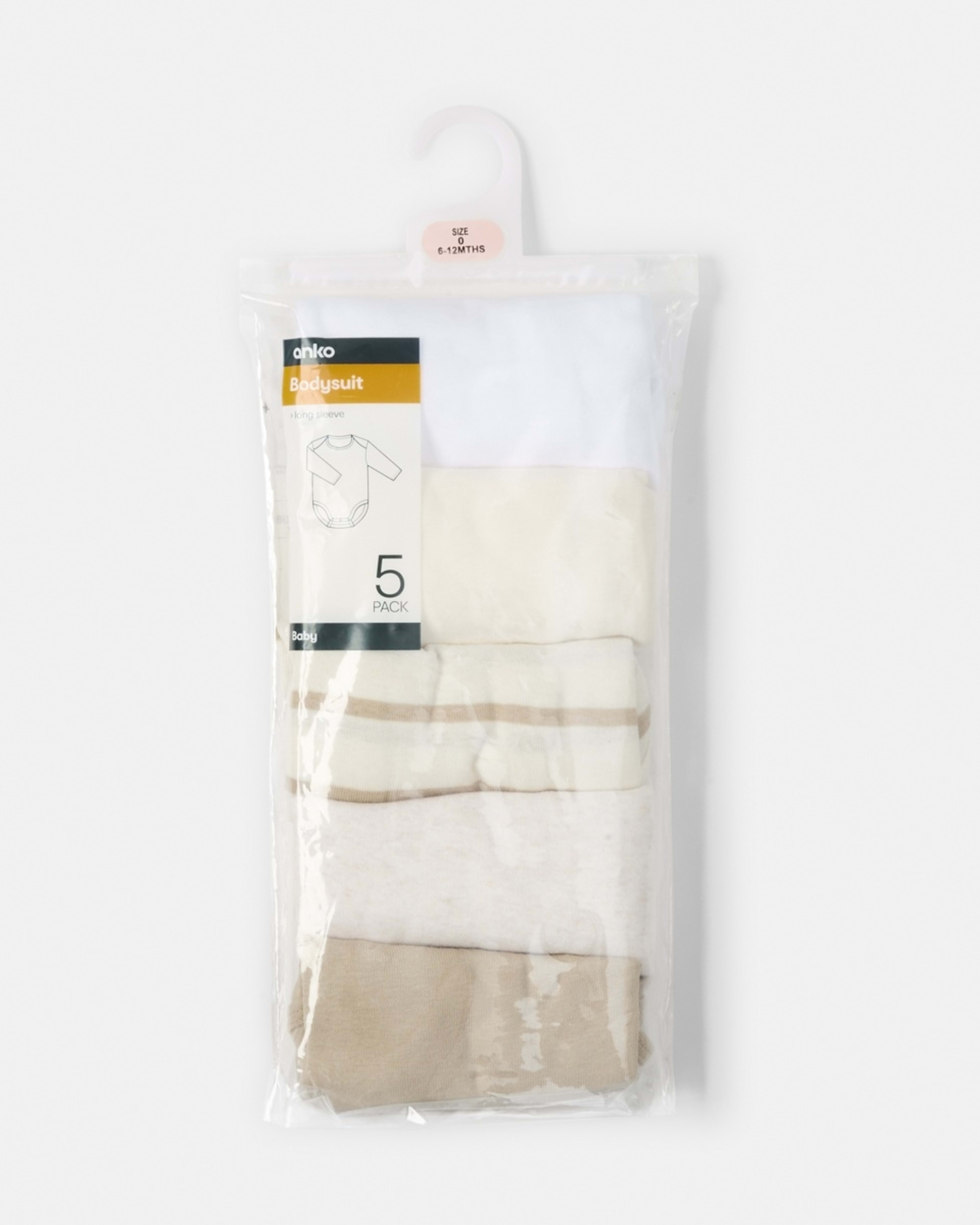 8 5 Pack Long Sleeve Bodysuits Neutral 5pk, 8 of 8