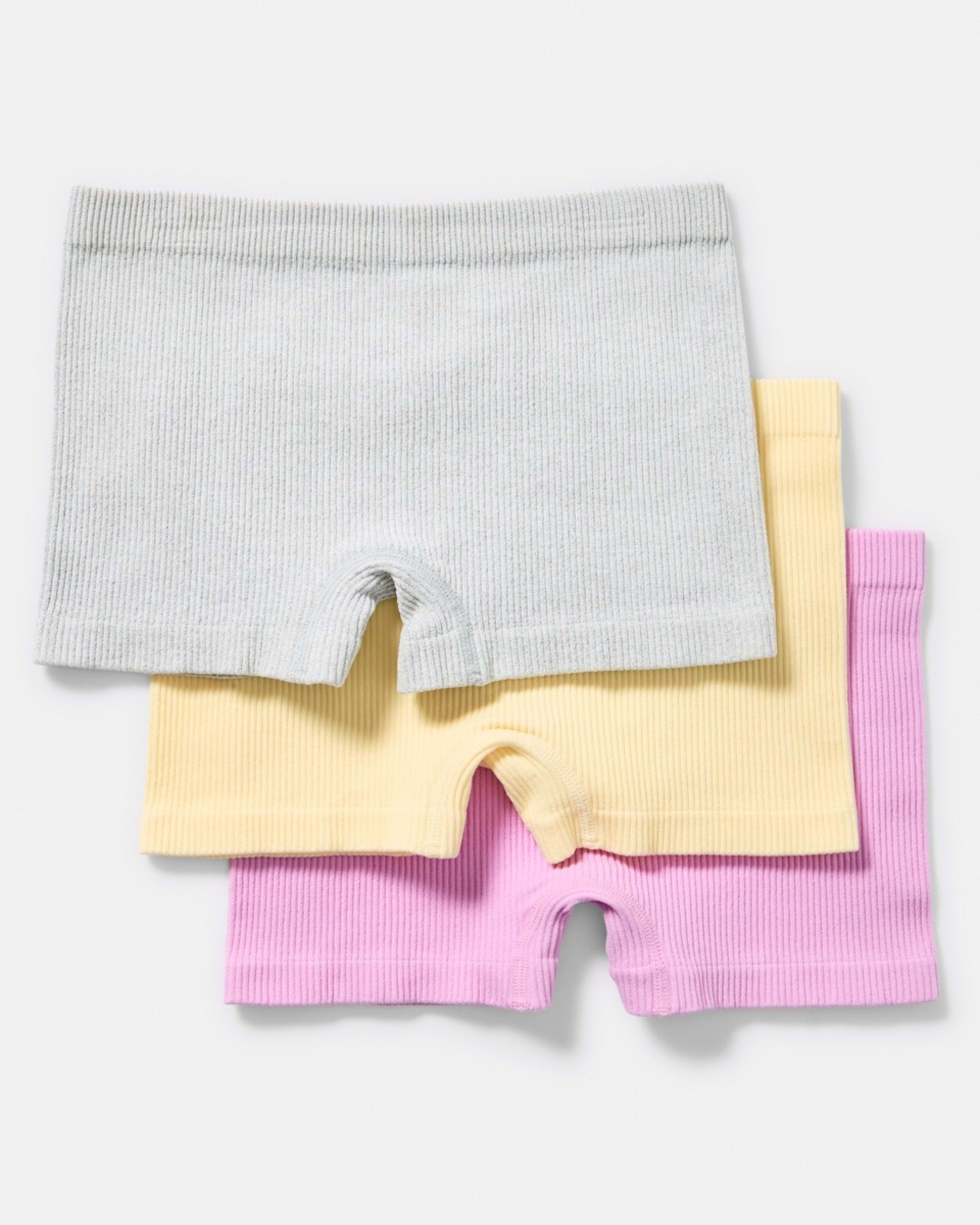 2 3 Pack Rib Seamfree Shorties PINK, YELLOW, 2 of 5