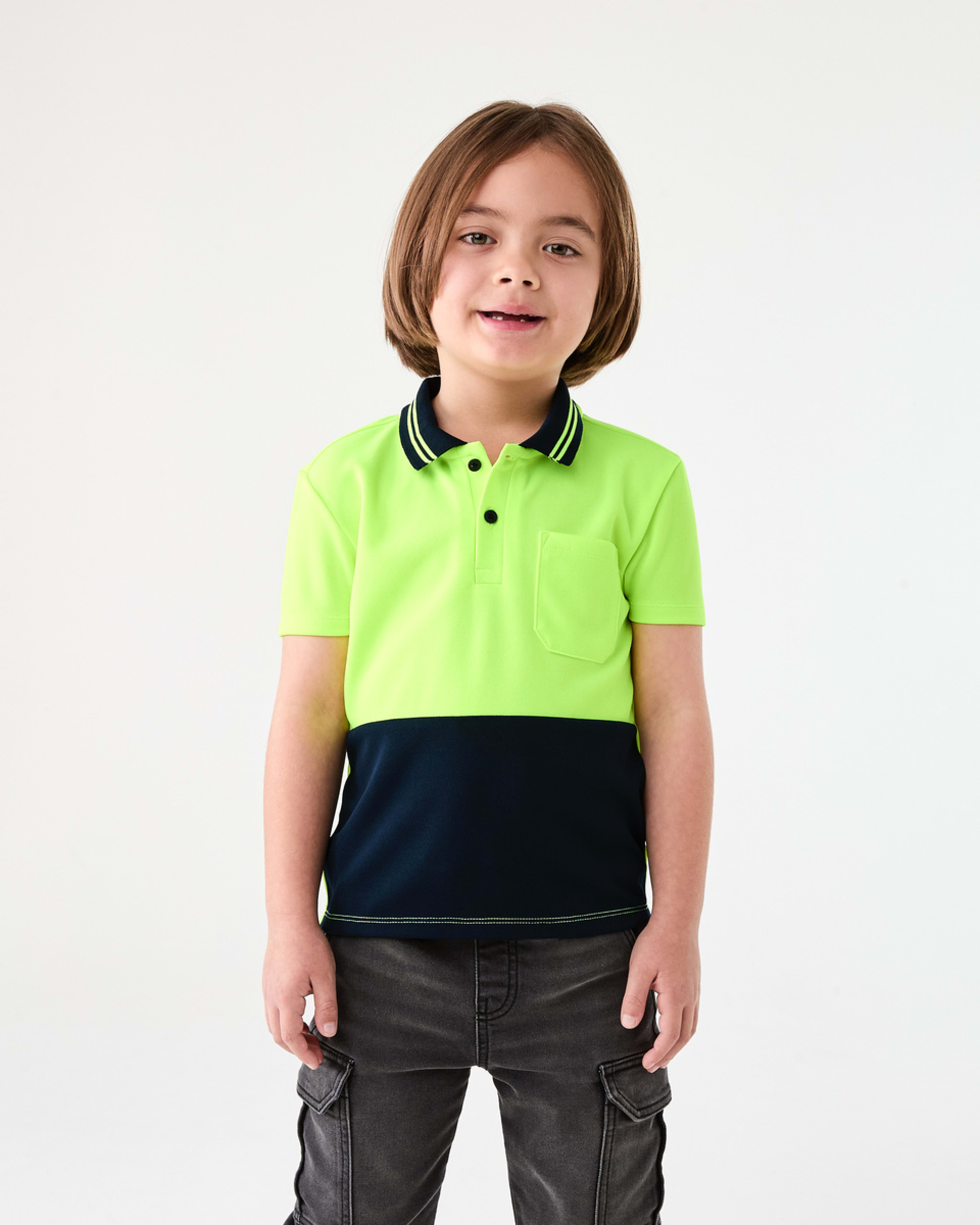 1 Mini Me Work Polo T-shirt FLURO YELLOW, 1 of 6
