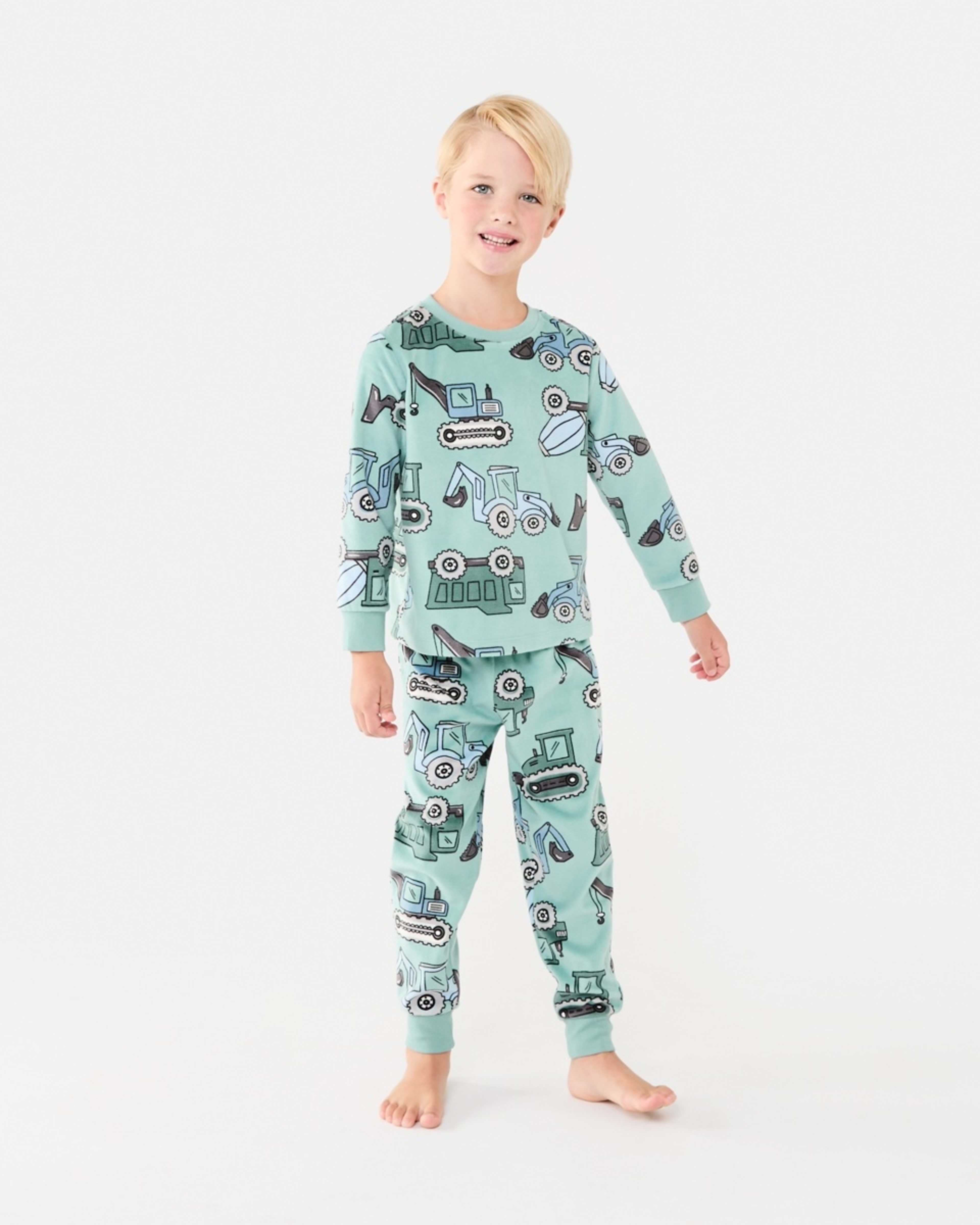 1 Super Soft Pyjama Set Green Trucks