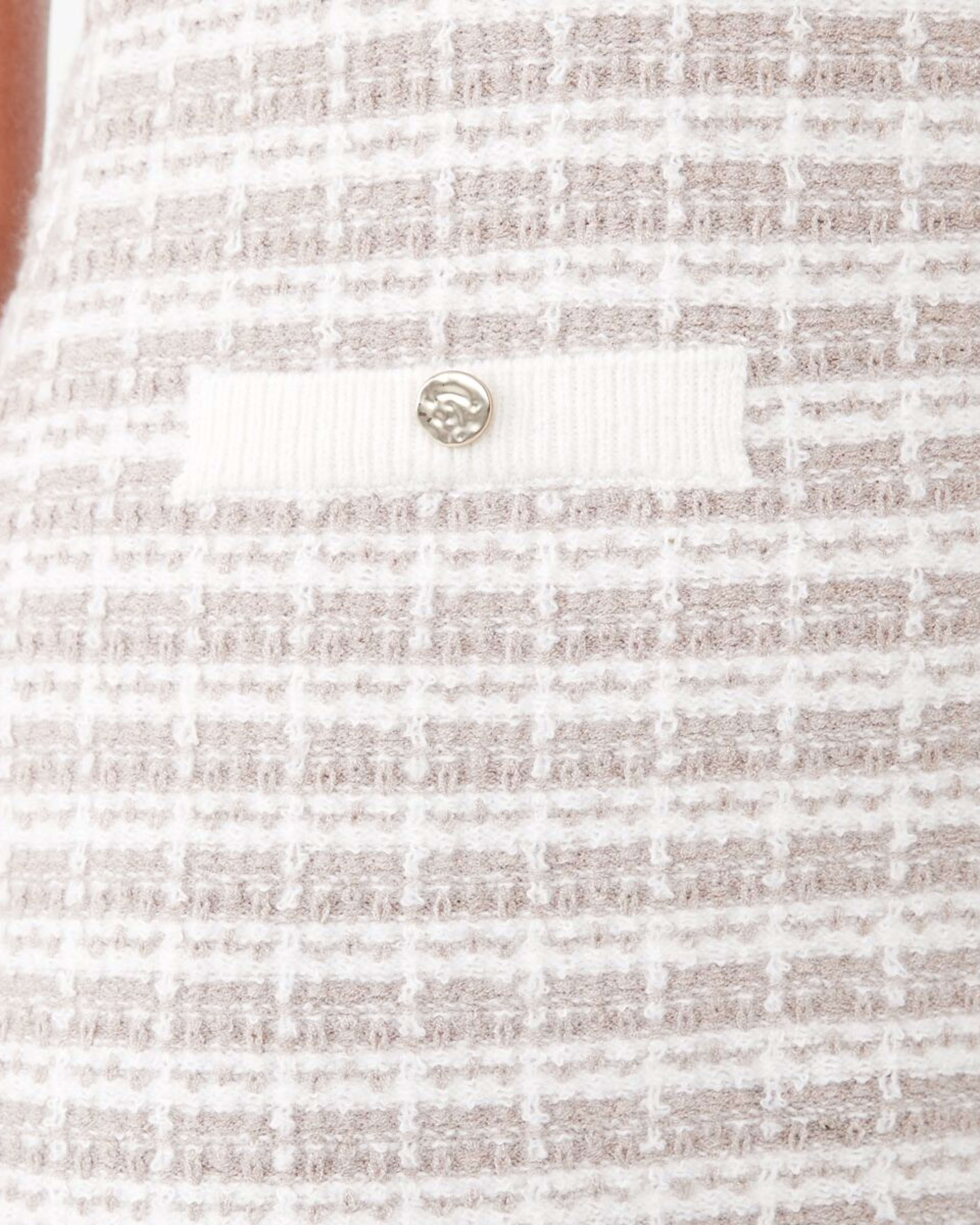 6 Short Sleeve Textured Knit Mini Dress Wht Blend, 6 of 7