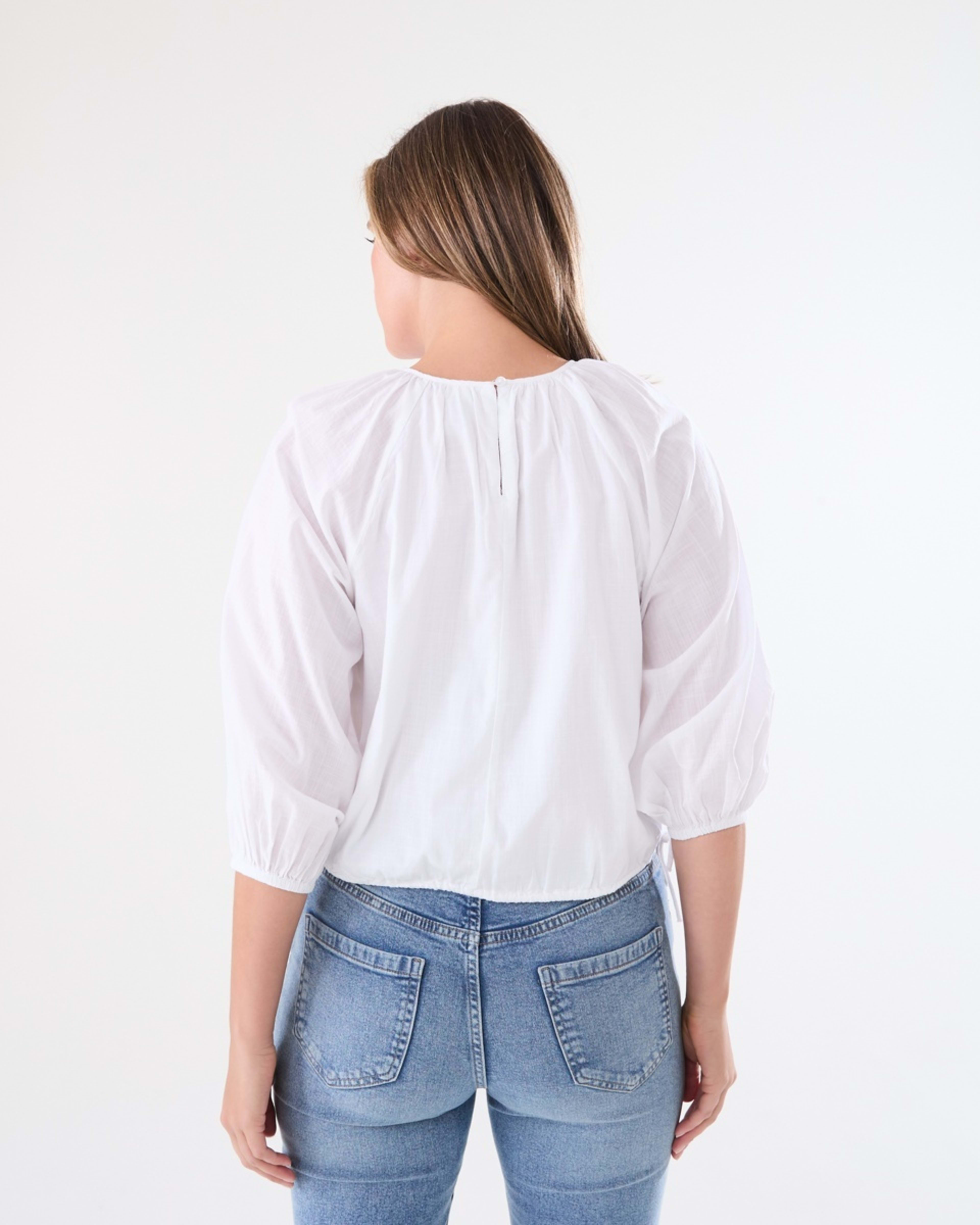 3 Long Sleeve Waist Tie Raglan Top WHITE, 3 of 6