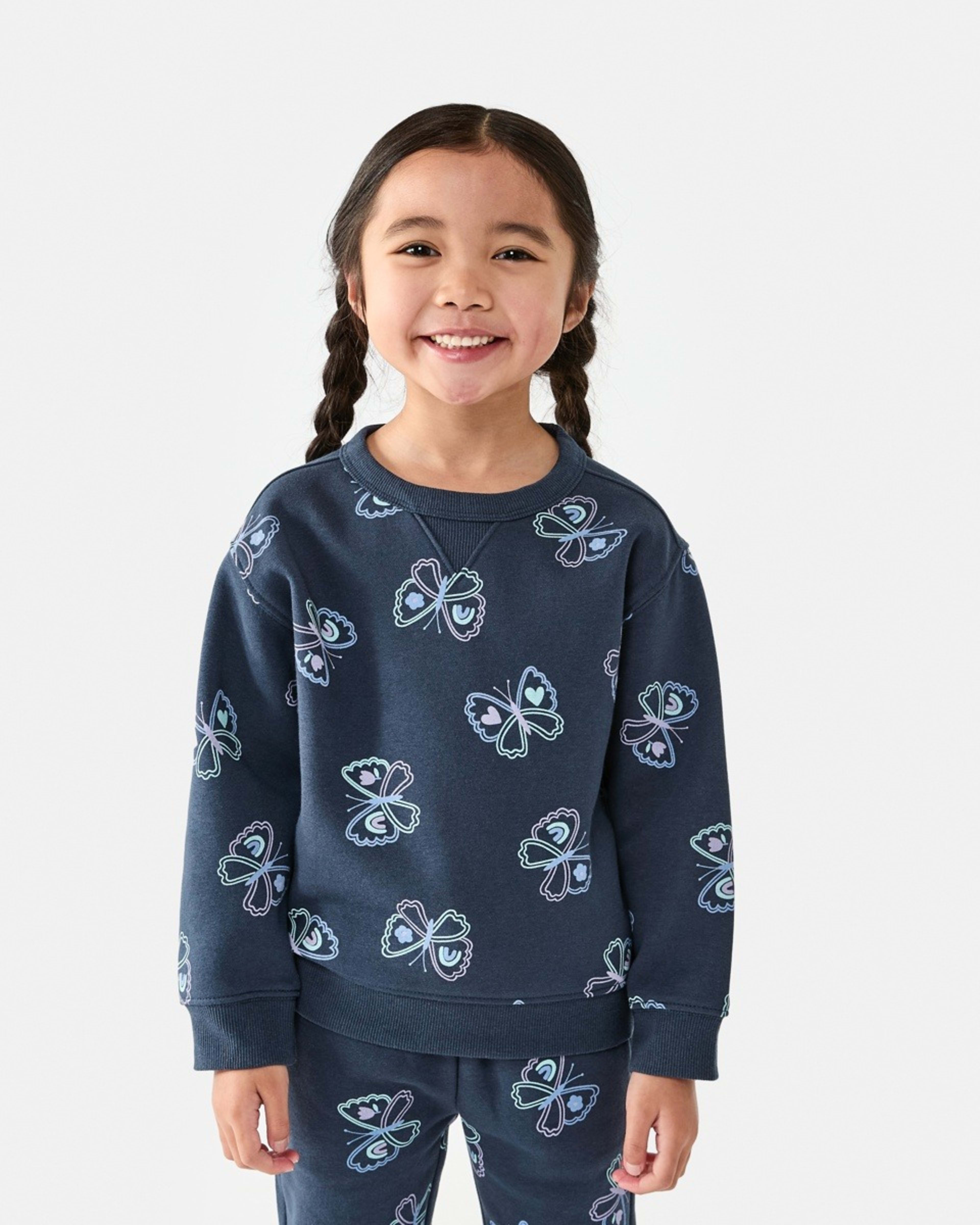 1 All Over Print Crew Neck Sweatshirt Butterfly, 1 of 8