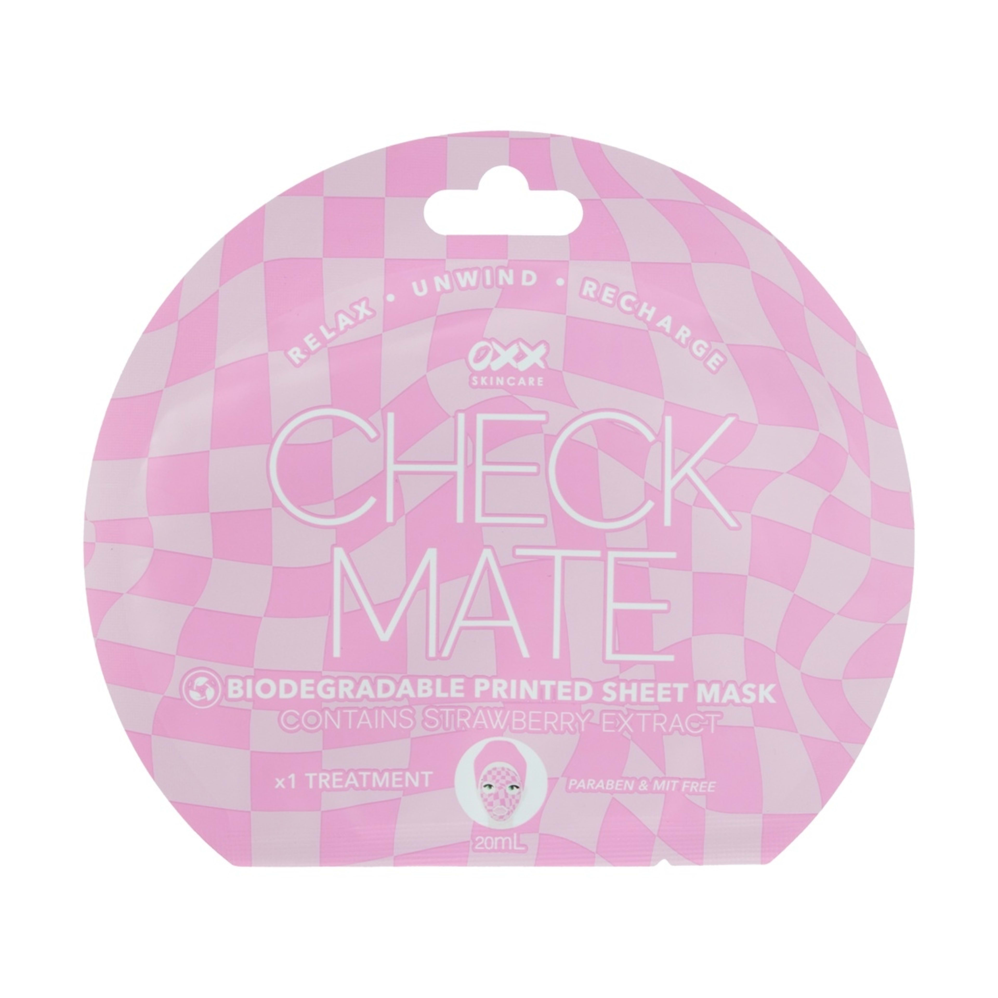 1 OXX Skincare Check Mate Printed Sheet Mask 20ml - Strawberry Extract