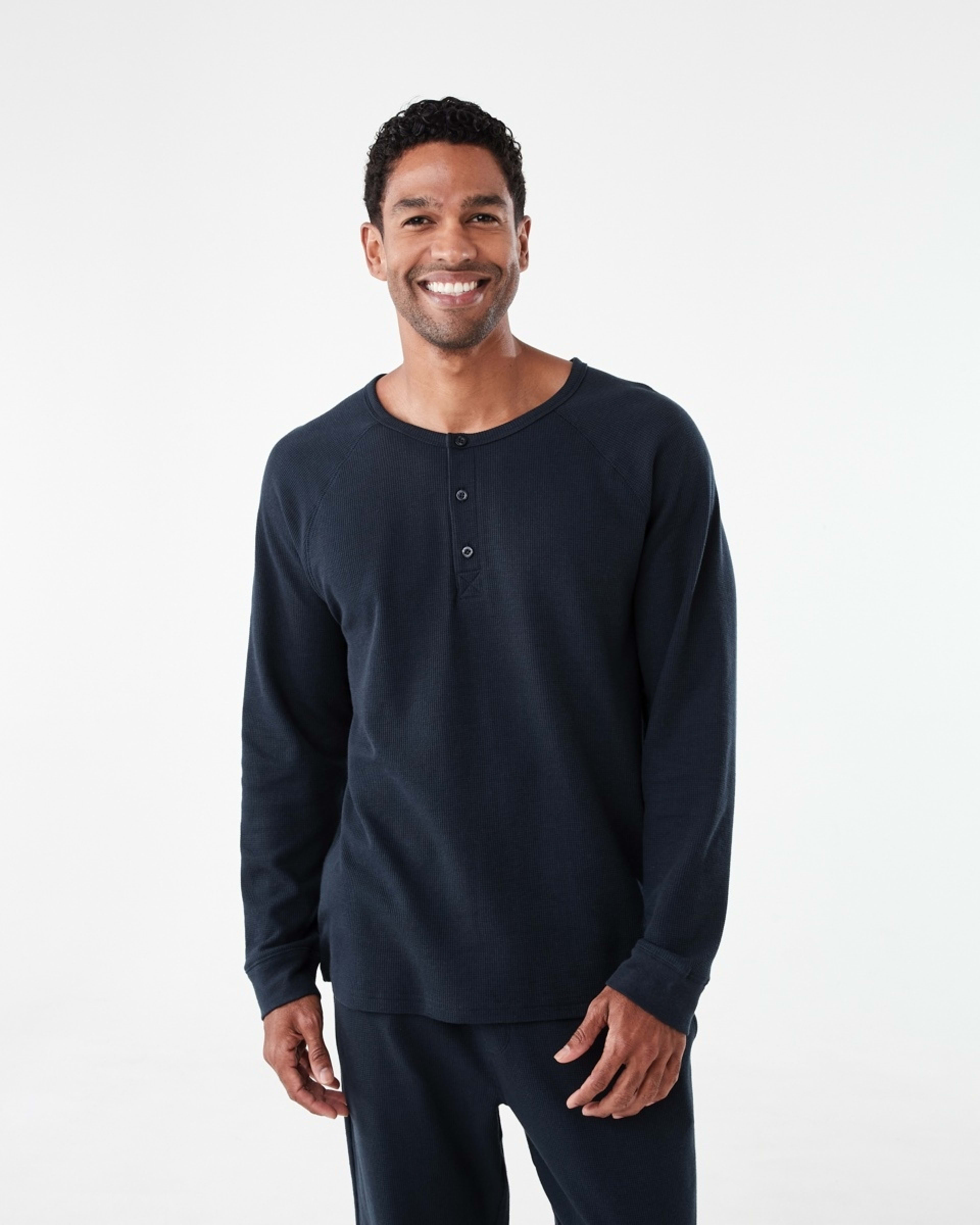 1 Waffle Henley Top Sky Cptn