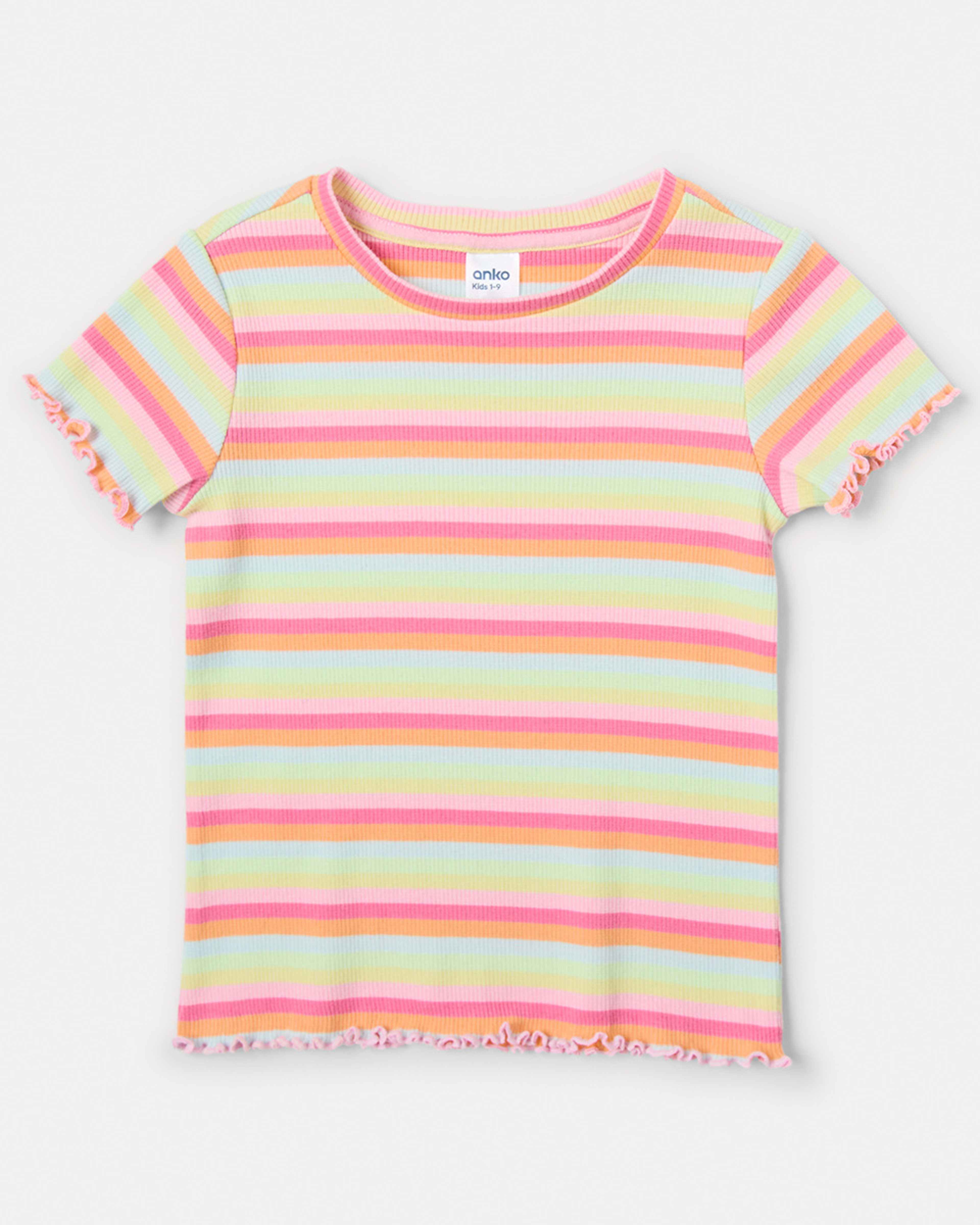 8 Short Sleeve Rib T-shirt Rnbw Strp, 8 of 9