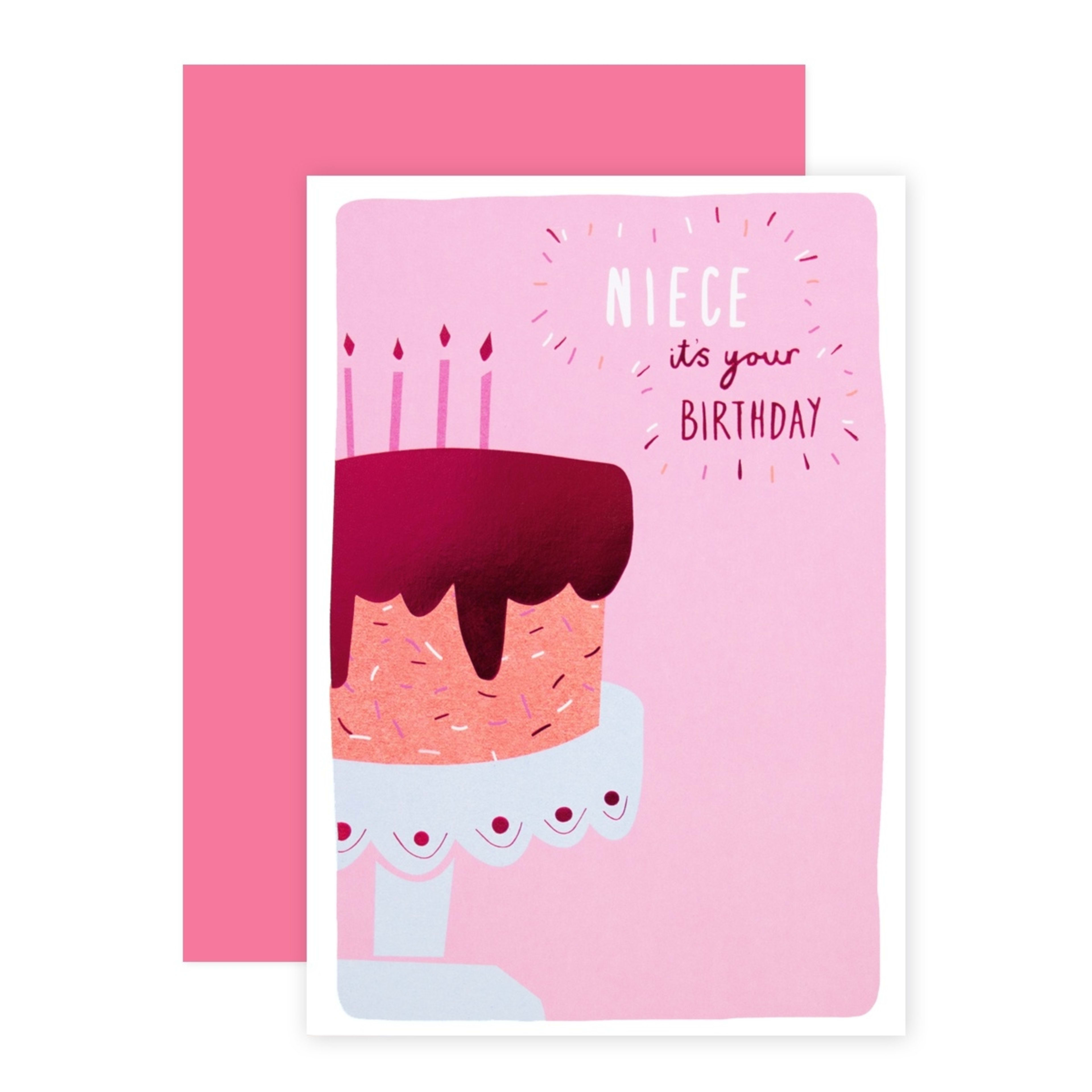1 Connections from Hallmark Birthday Card for Niece - Pretty in Pink Cake