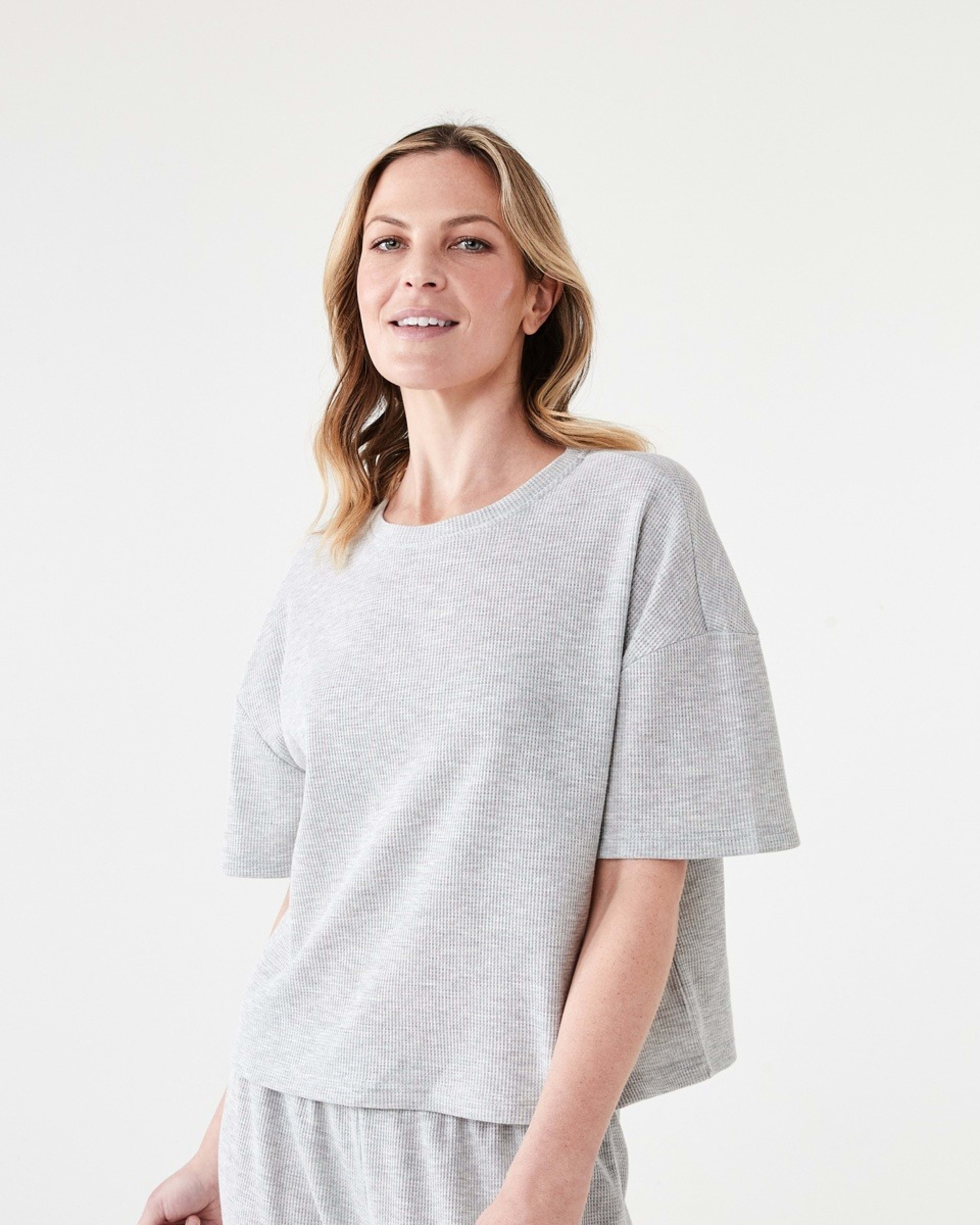 1 Waffle Boxy T-shirt SILVER MARLE, 1 of 6