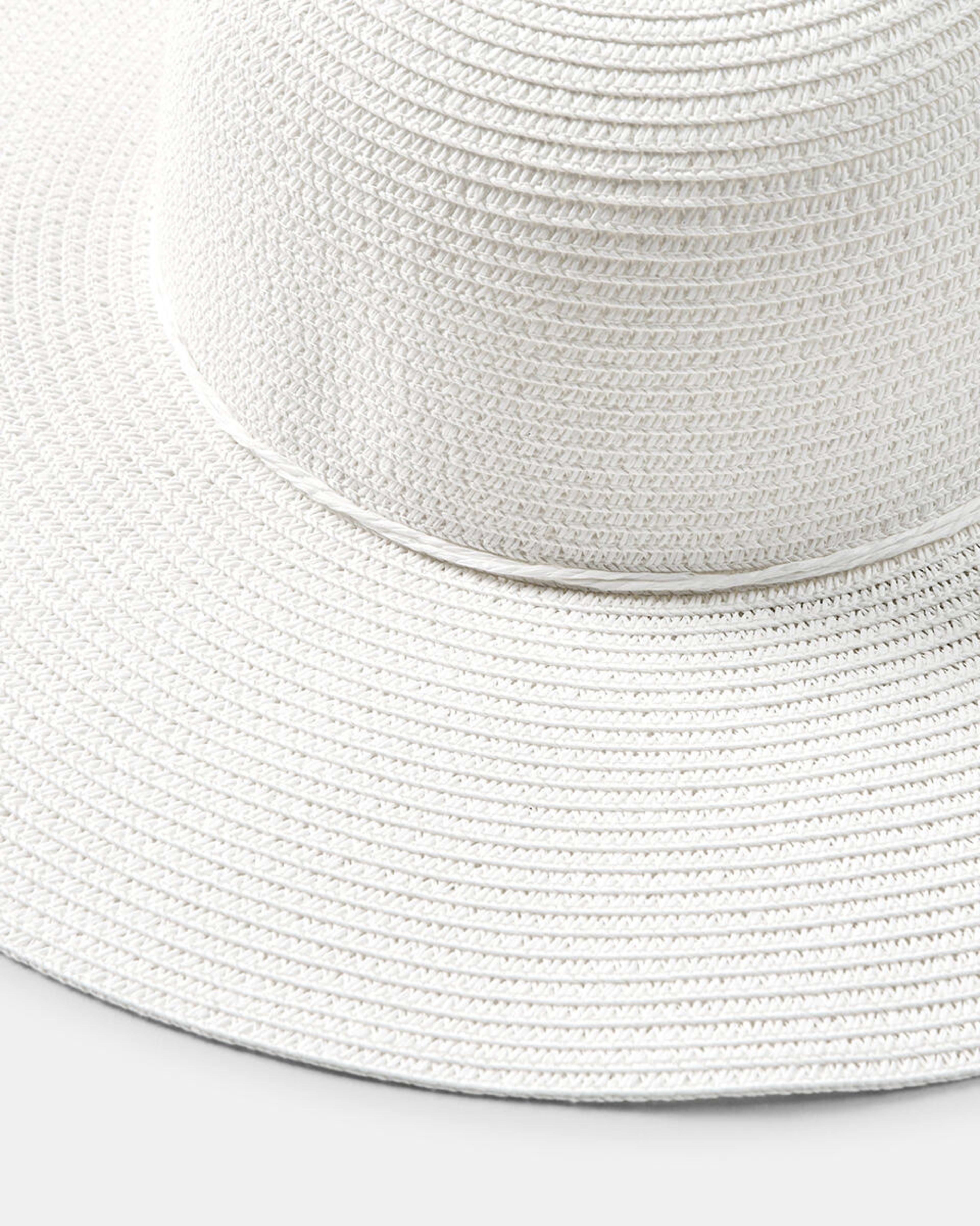 3 Ribbon Trim Wide Brim Hat White, 3 of 4
