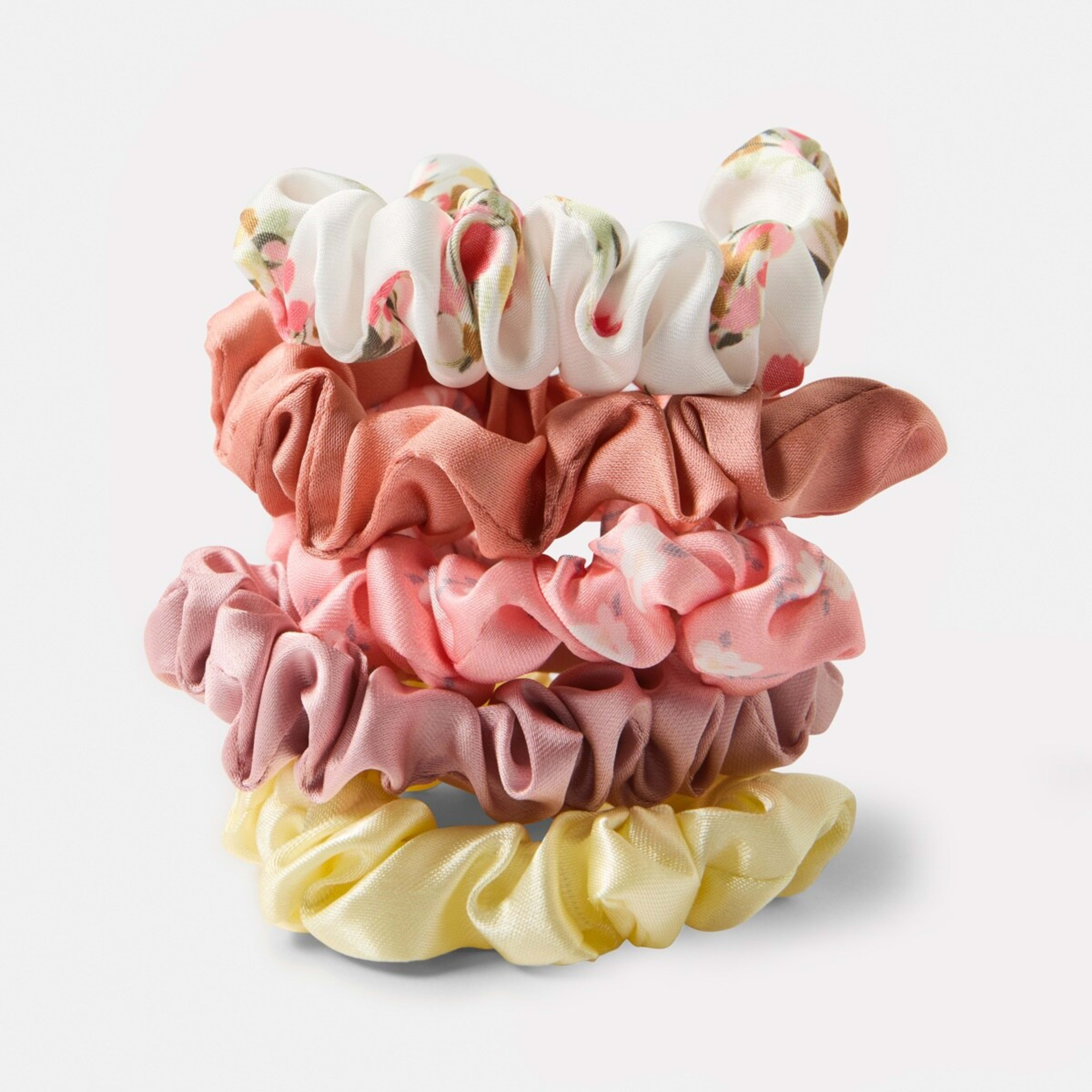 1 5 Pack Satin Mini Print Hair Scrunchies