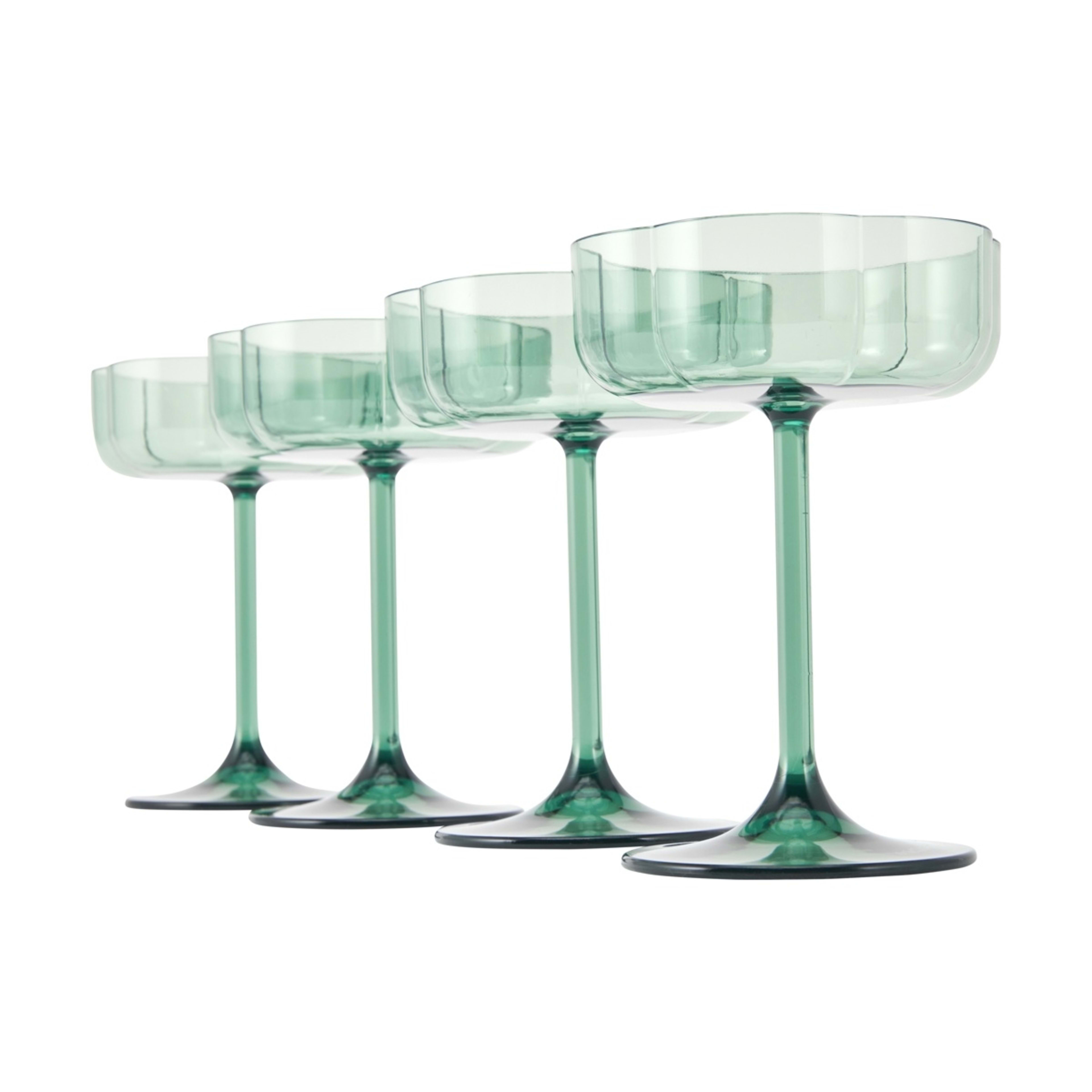 1 4 Green Acrylic Ripple Cocktail Glasses