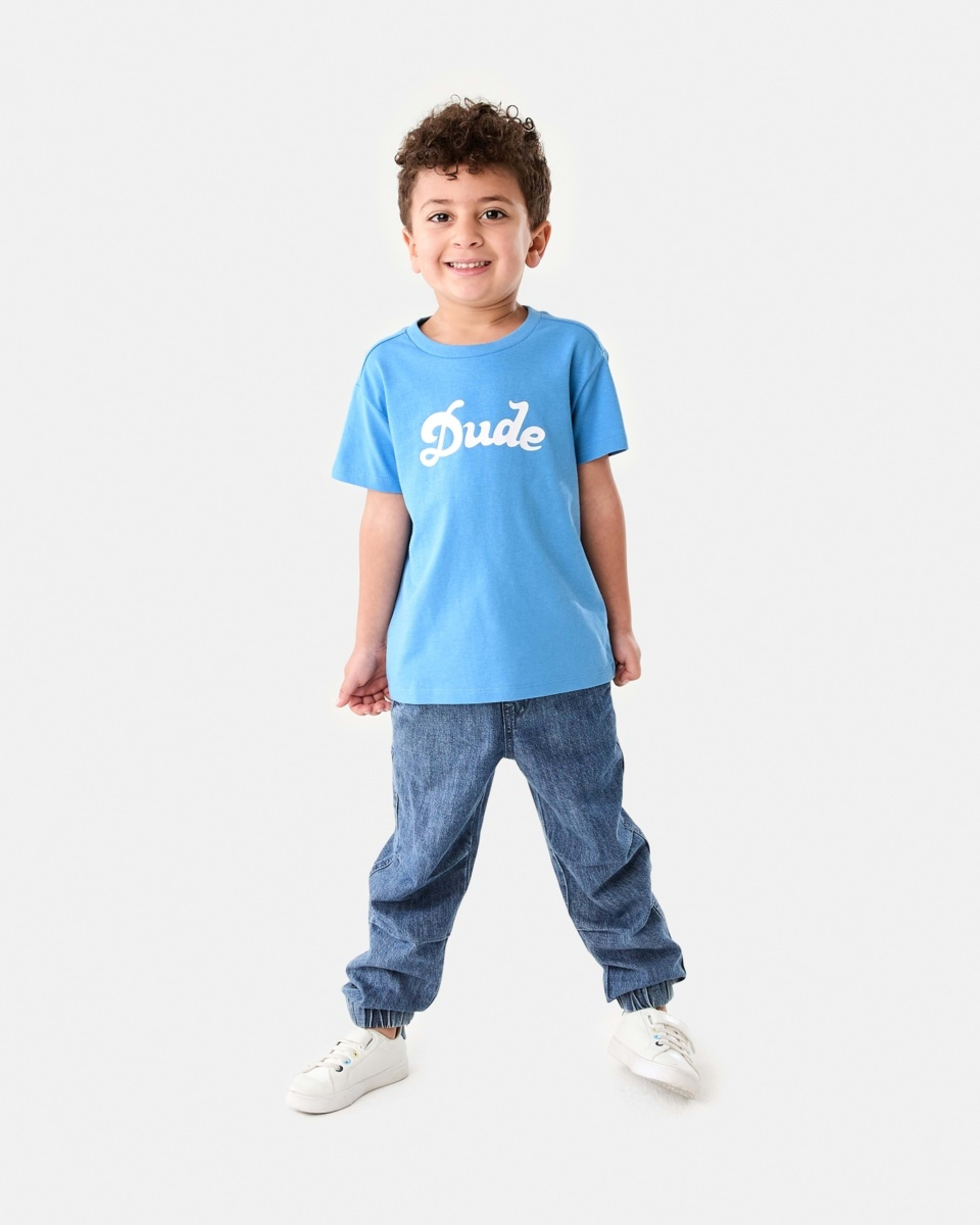5 Chest Print T-shirt SCRIPT DUDE WASHED BLUE, 5 of 6