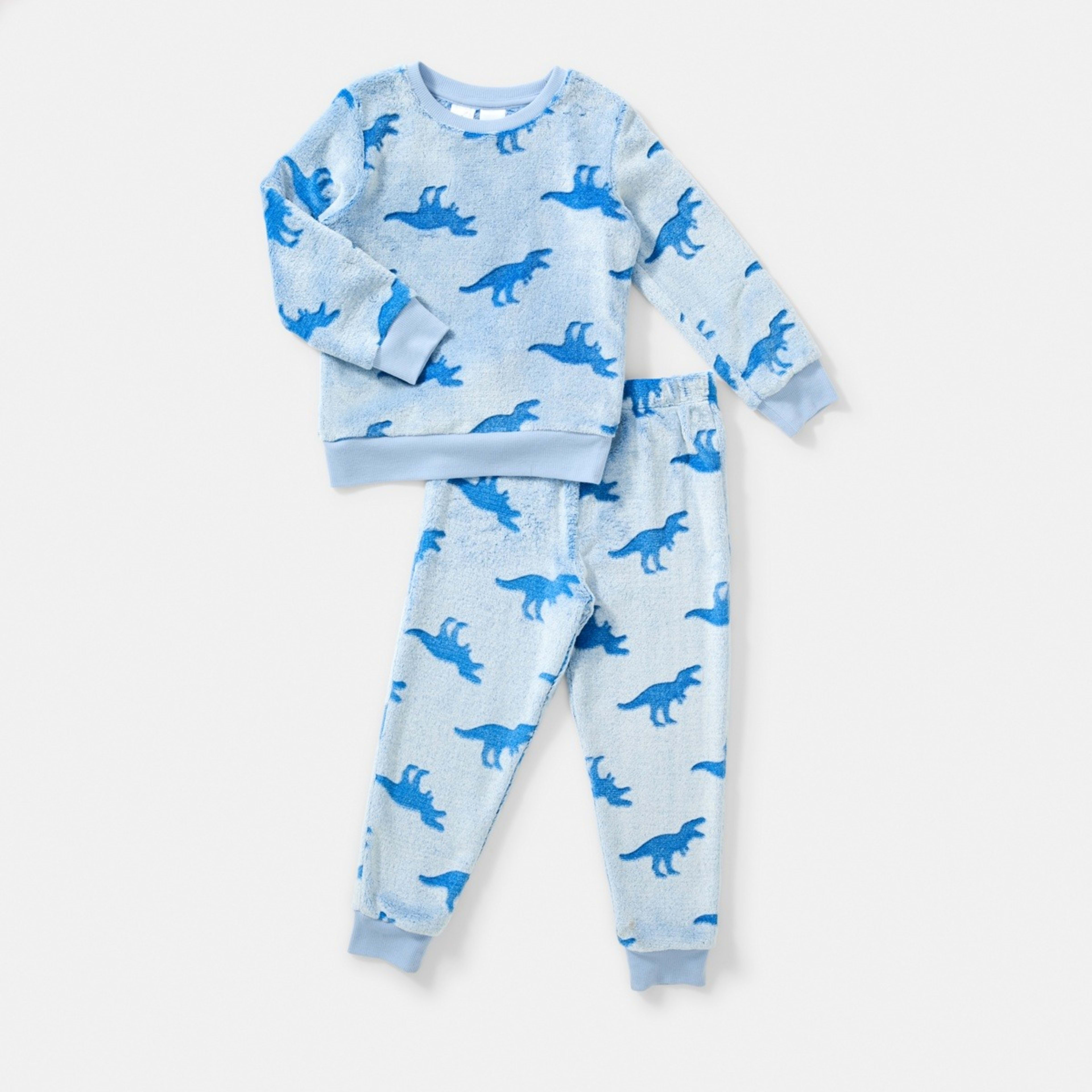6 Fluffy Pyjama Set Blue Dinos, 6 of 9