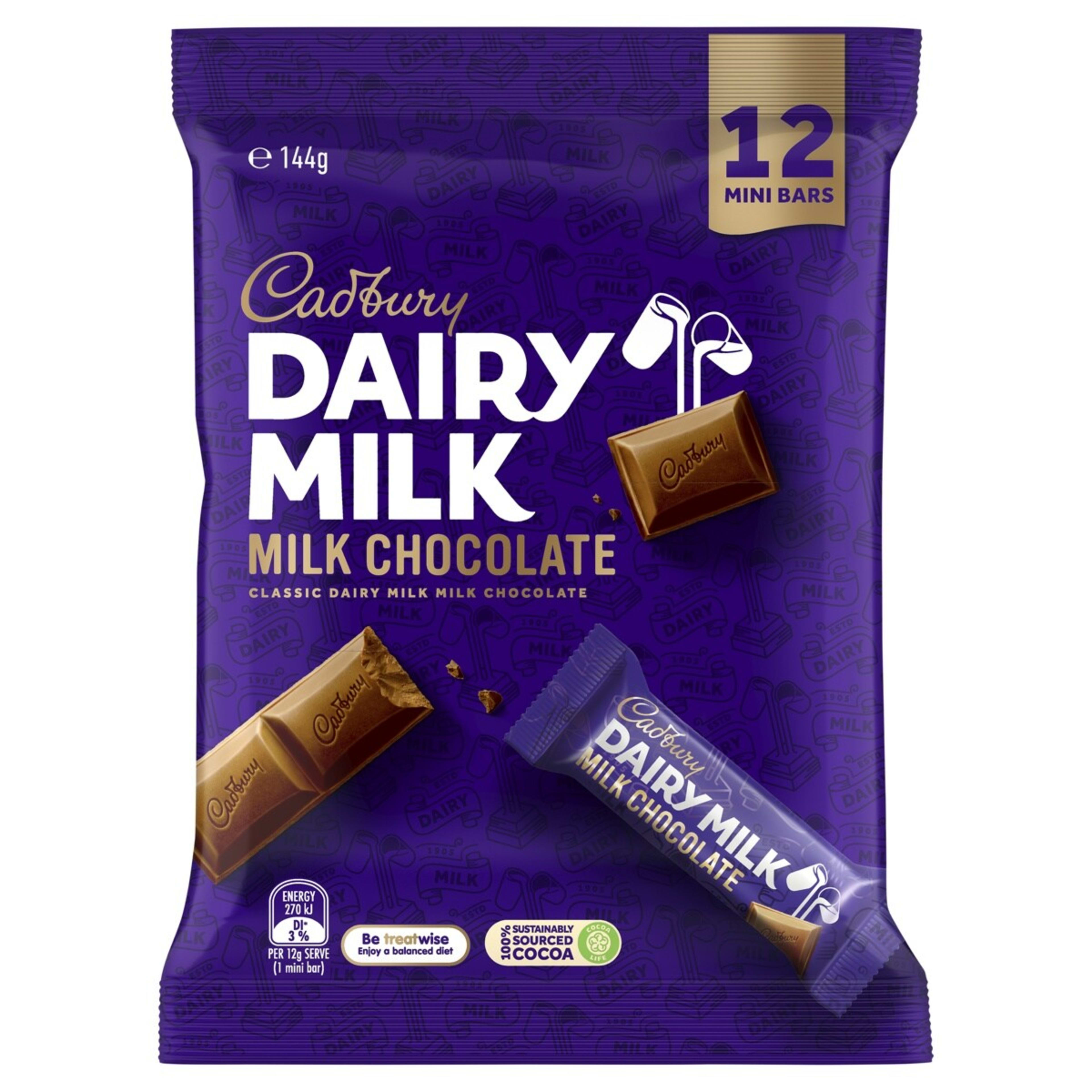 1 12 Pack Cadbury Dairy Milk Chocolate 144g