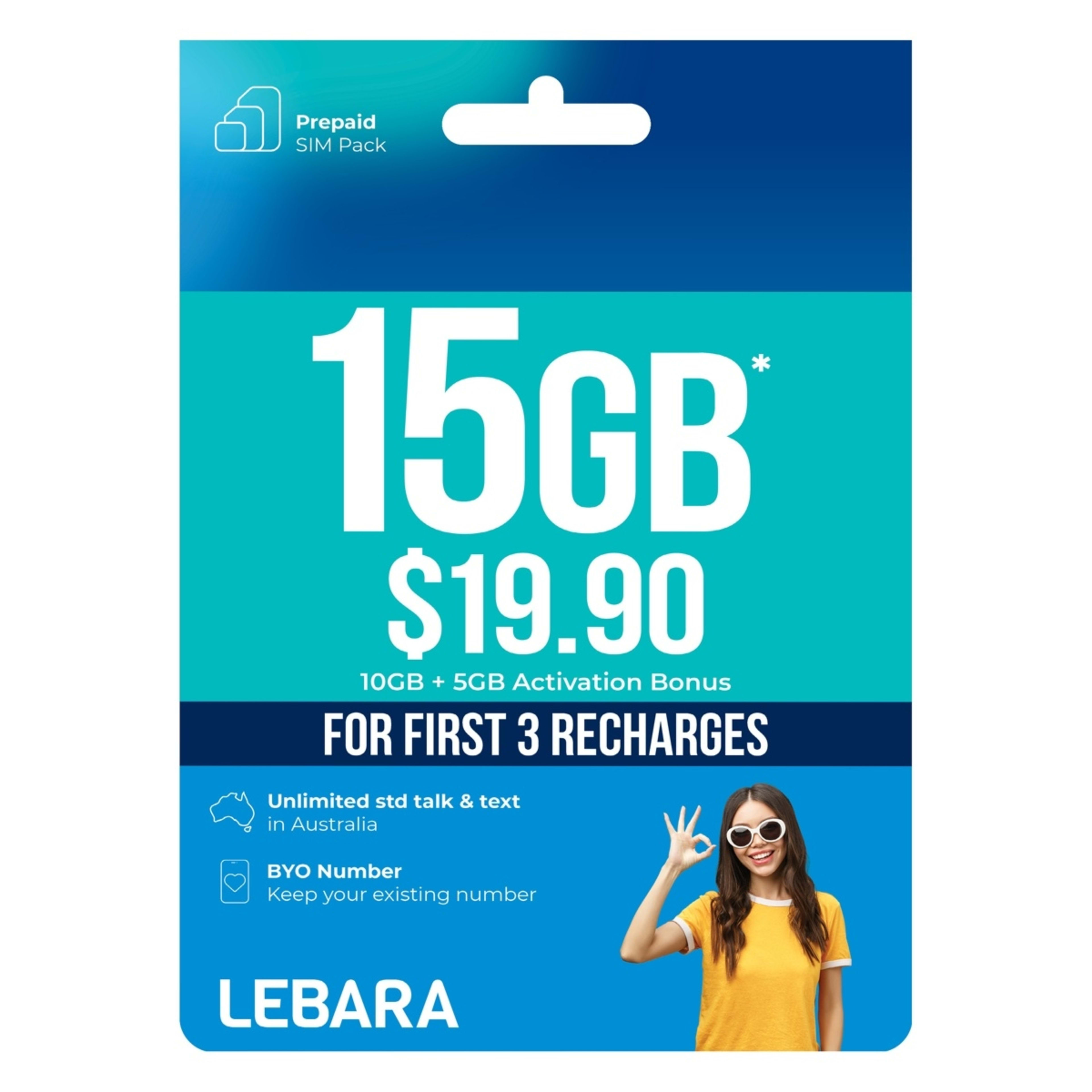 1 Lebara $19.90 Prepaid SIM Starter Pack