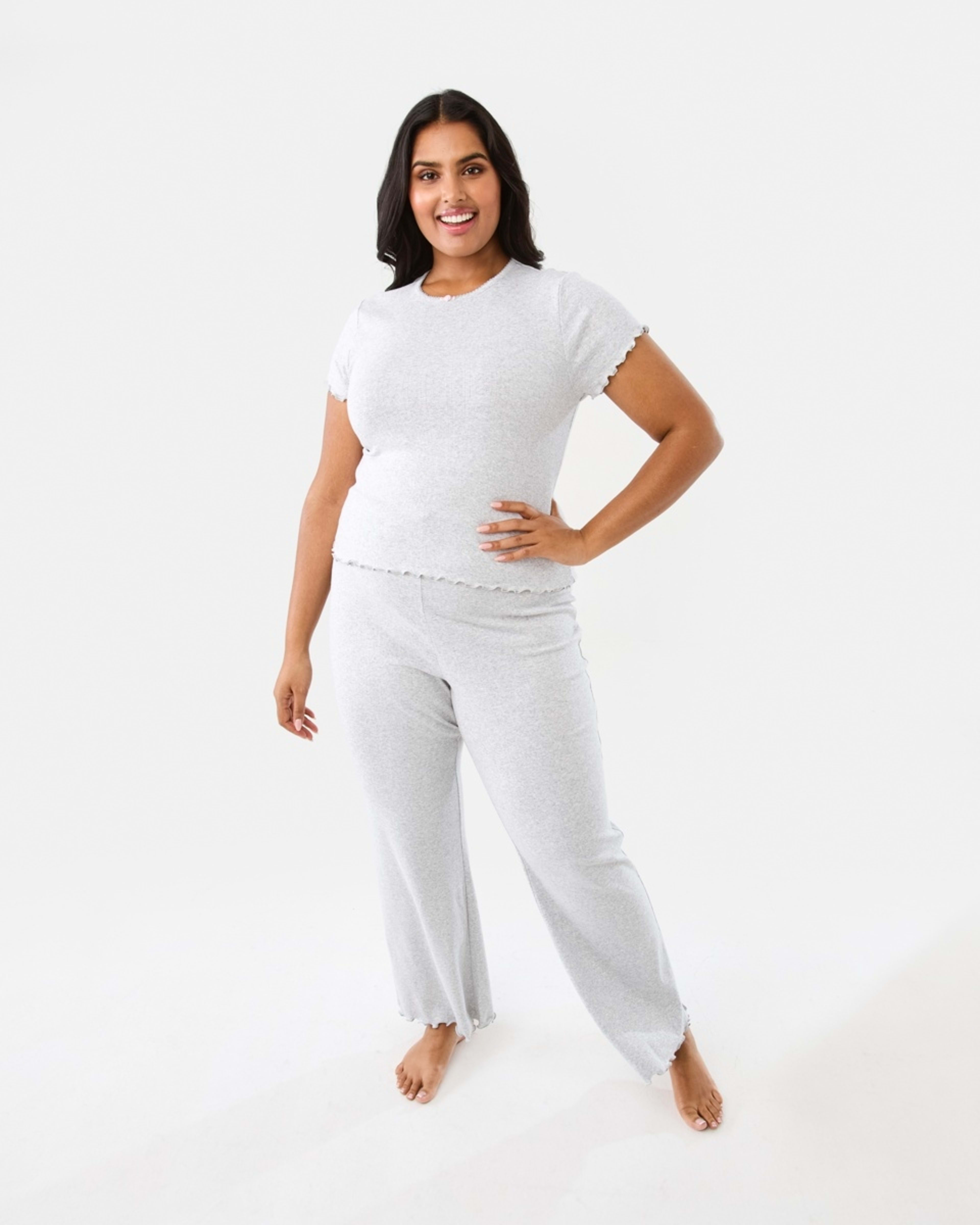 4 Pointelle Lettuce Hem T-shirt Slvr Marle, 4 of 9