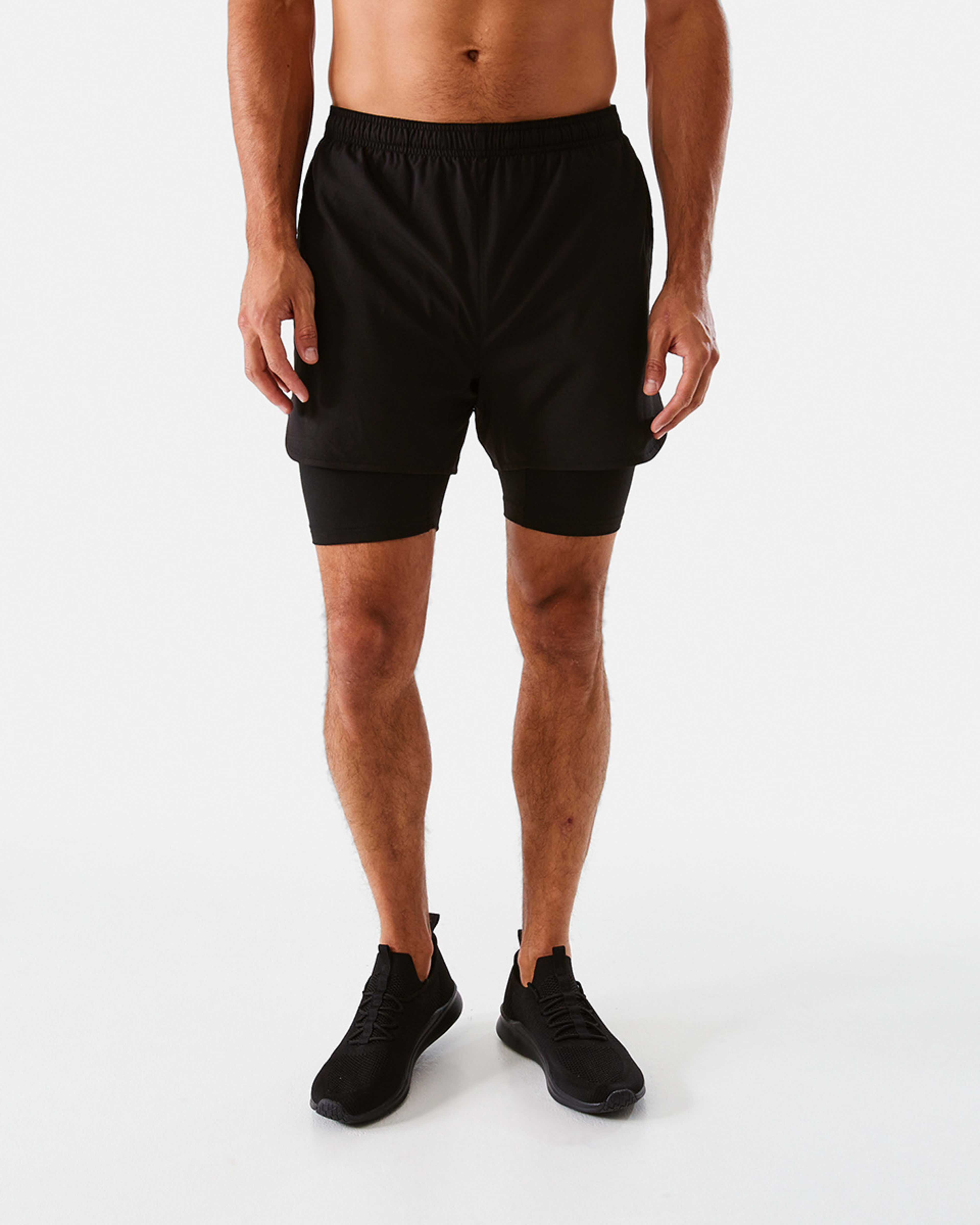 6 Active Mens Dual Layer Shorts BLACK, 6 of 7