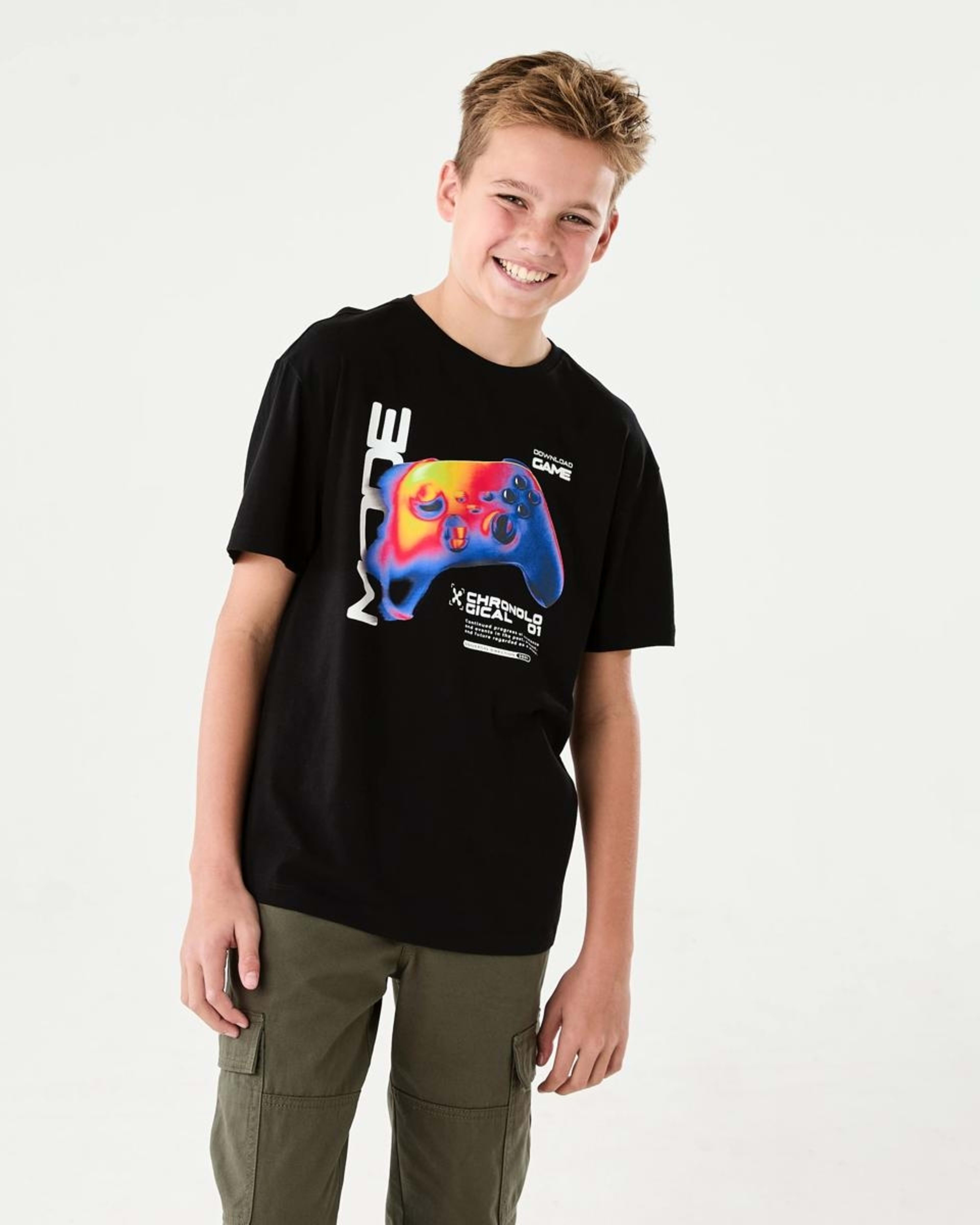 1 Short Sleeve Graphic Print T-shirt GAME MODE BLUR BLACK, 1 of 6