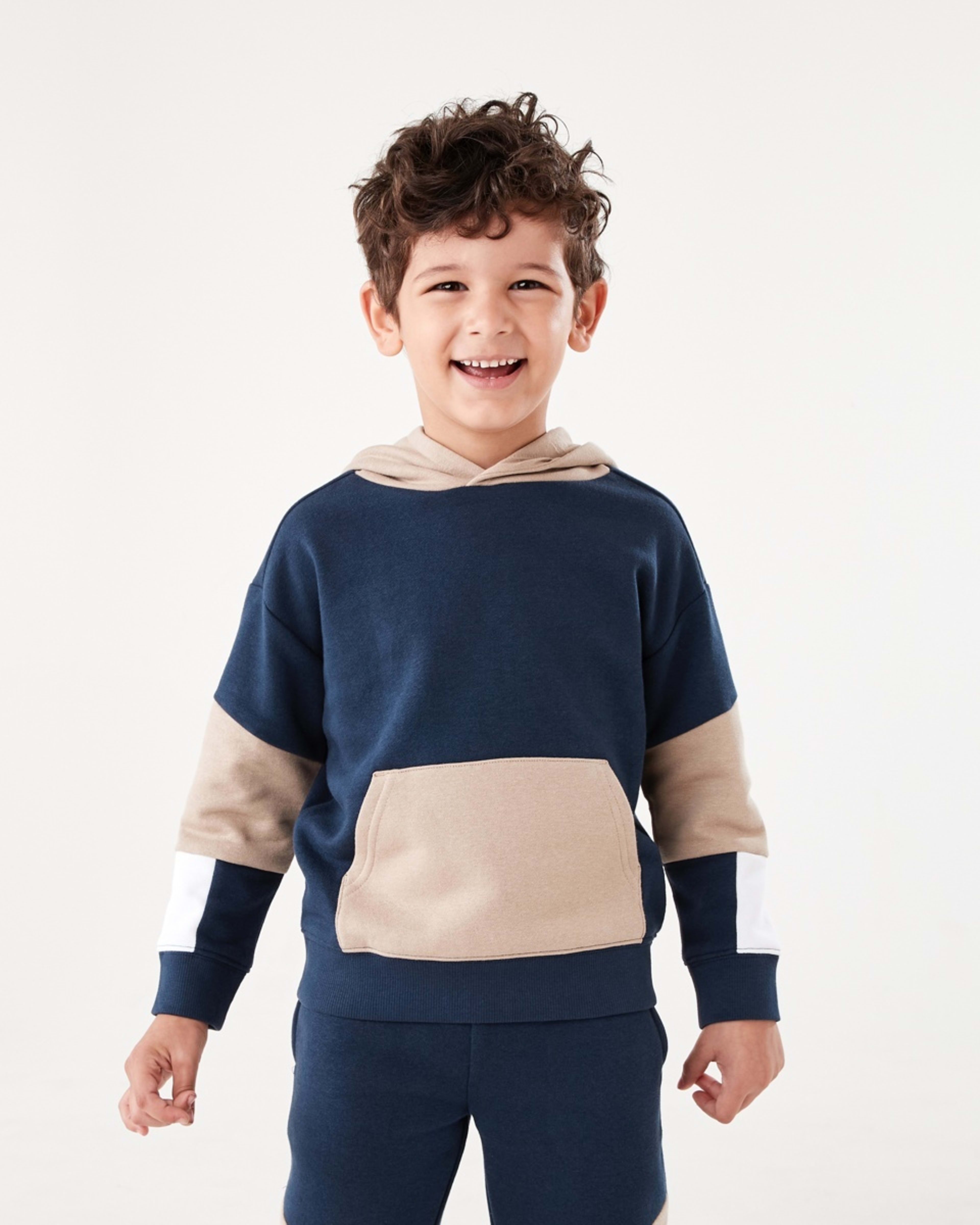 1 Colour Block Hoodie Dress Navy, 1 of 9