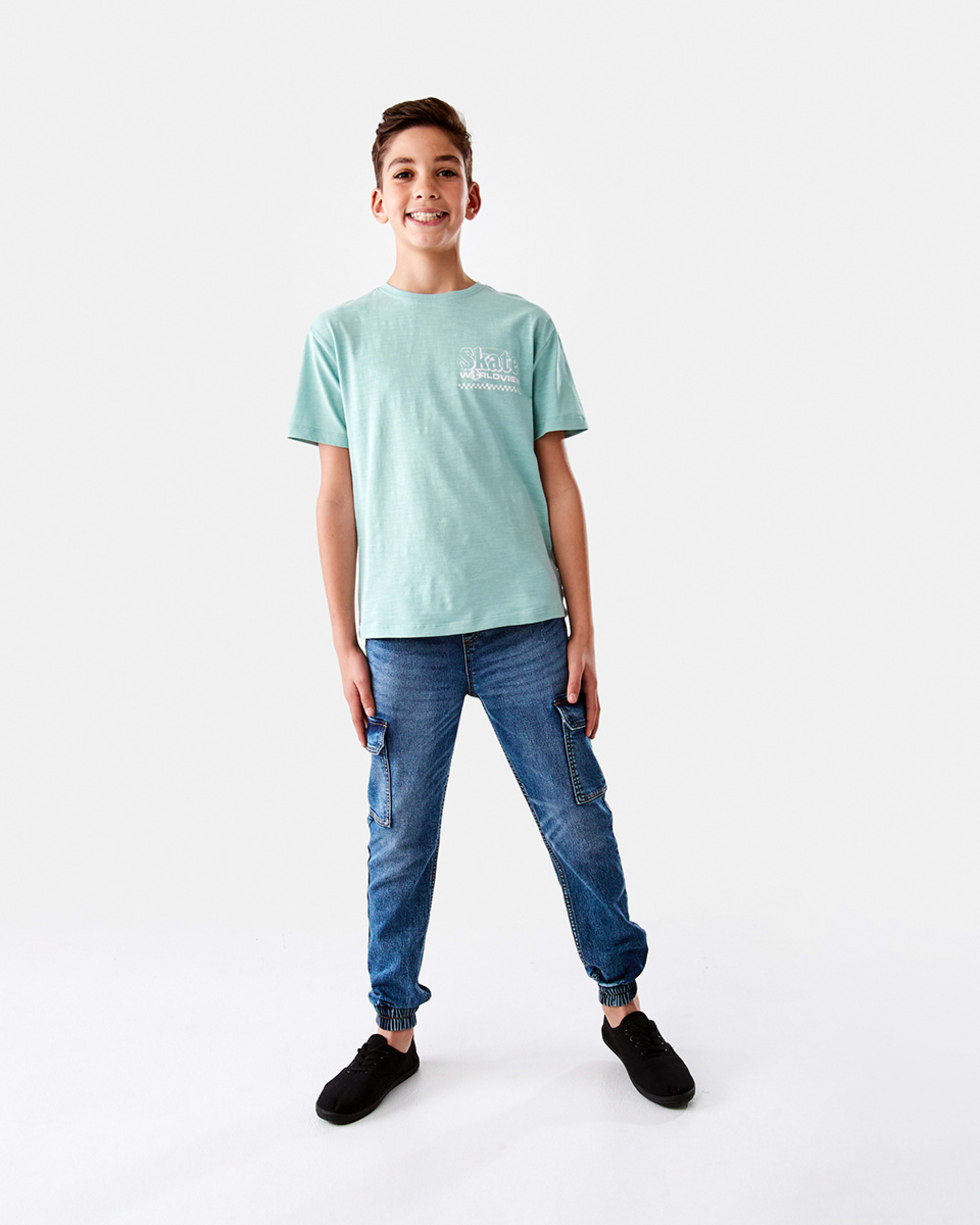 6 Short Sleeve Back Print T-shirt Teal Skate, 6 of 9