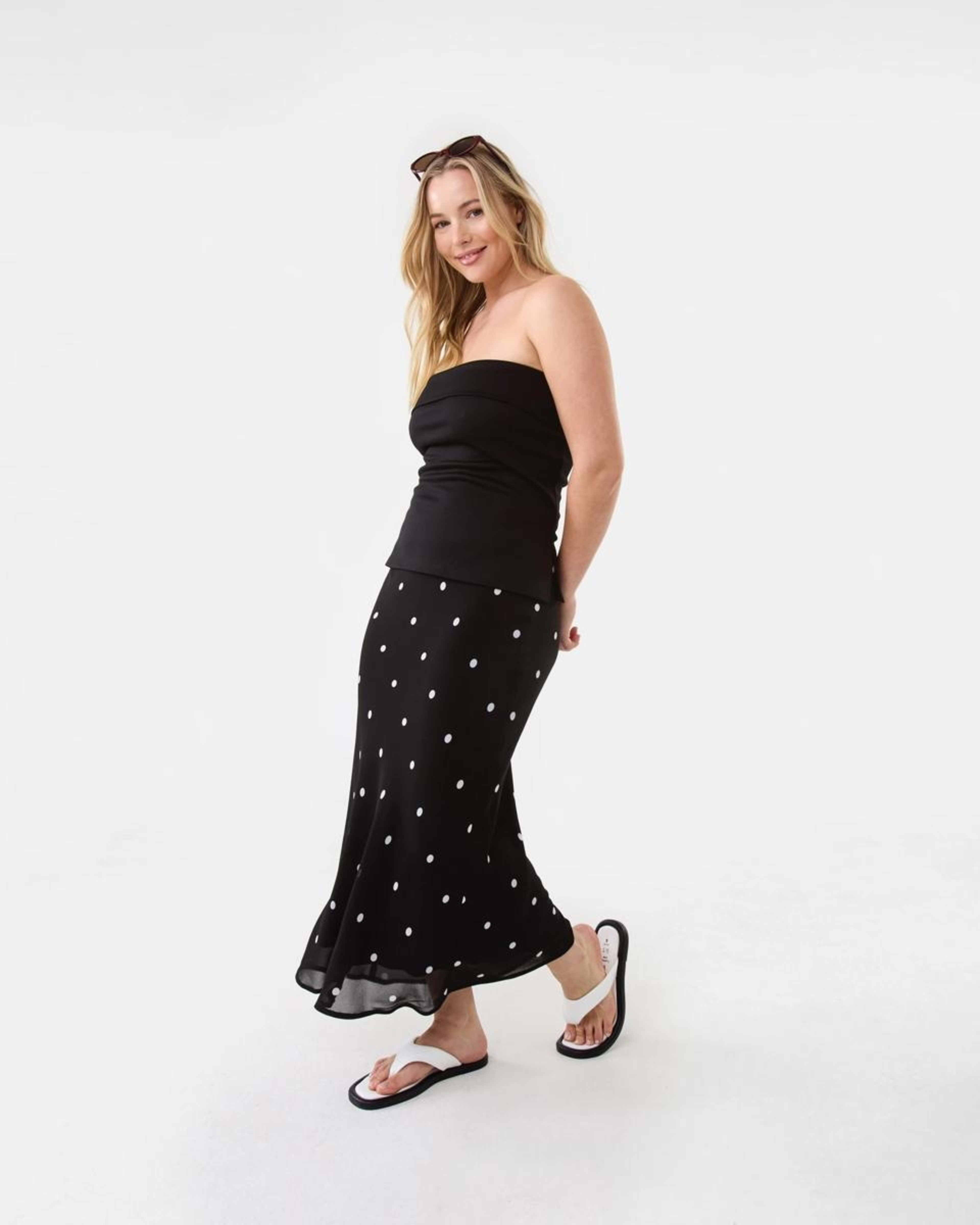 3 Chiffon Slip Midi Skirt Black Spot, 3 of 6