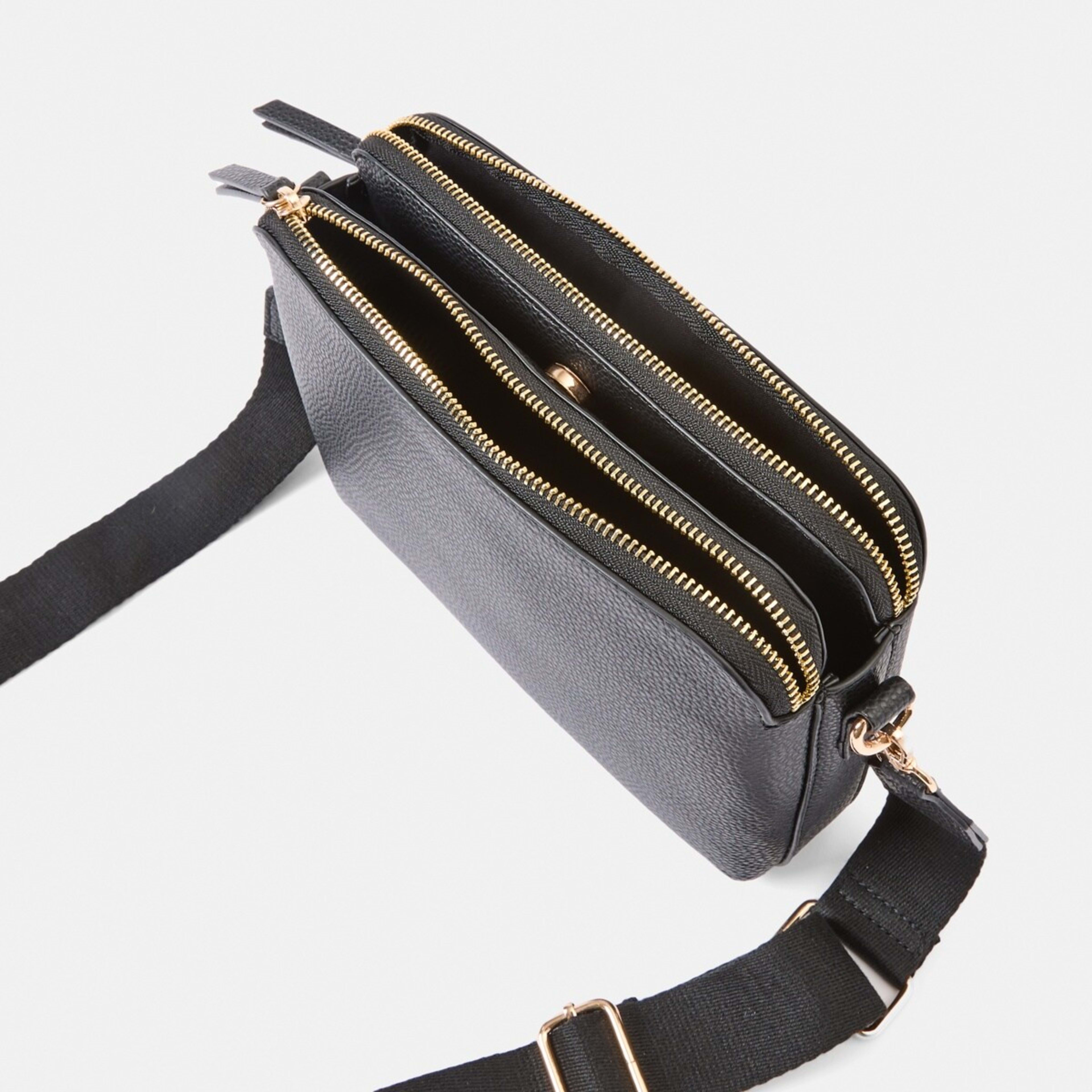 4 Double Pocket Crossbody Bag Black, 4 of 5