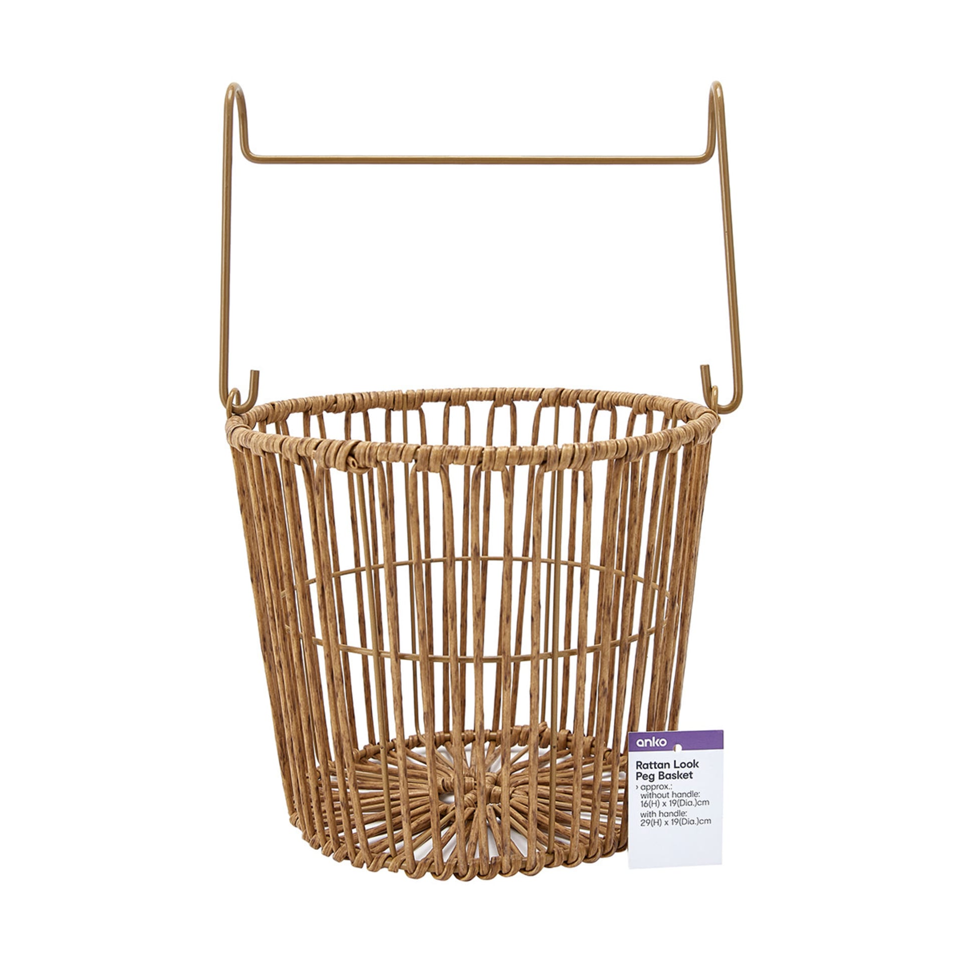 Rattan Look Peg Basket Brown Kmart