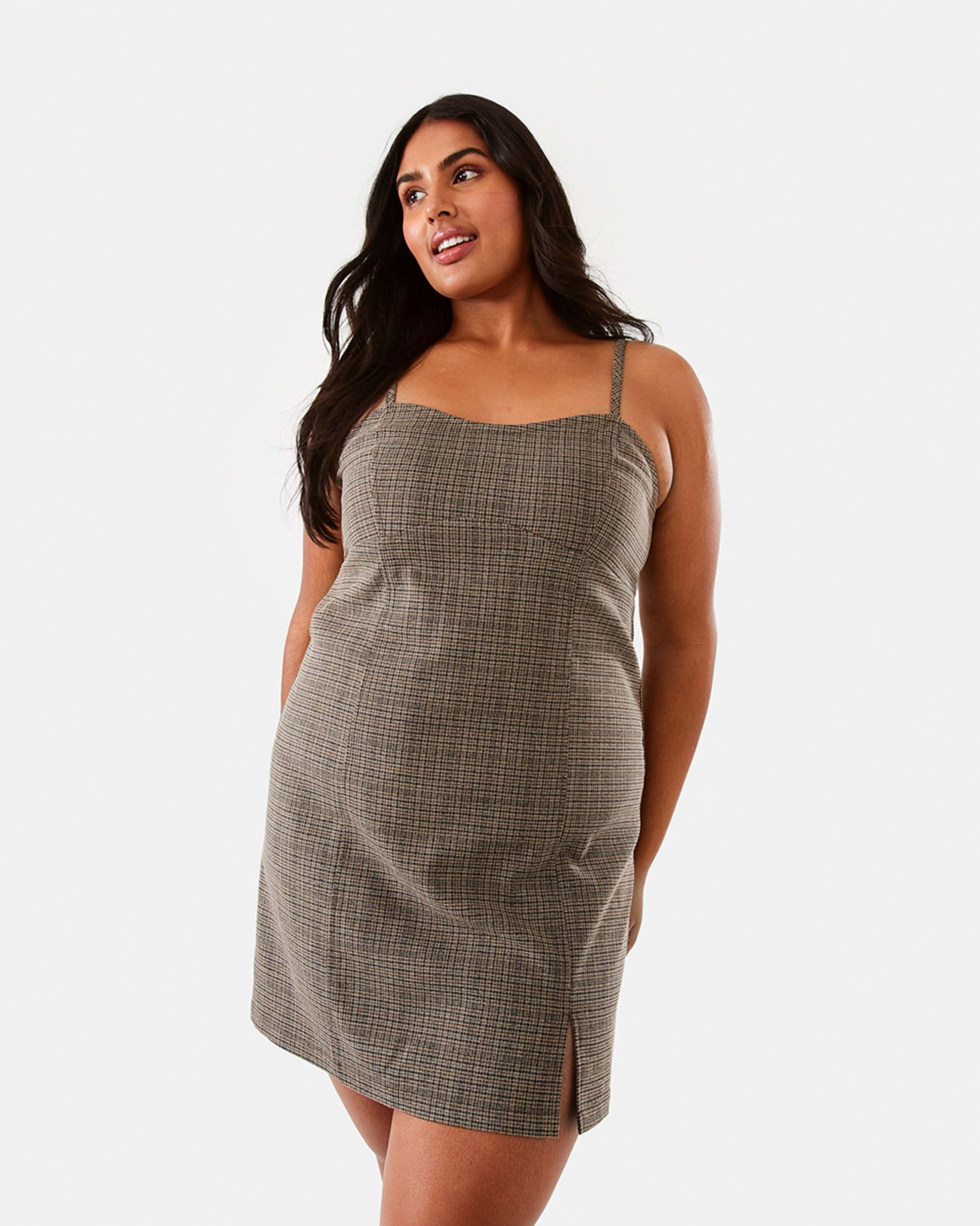 3 Sleeveless Bustier Mini Dress Plaid, 3 of 10