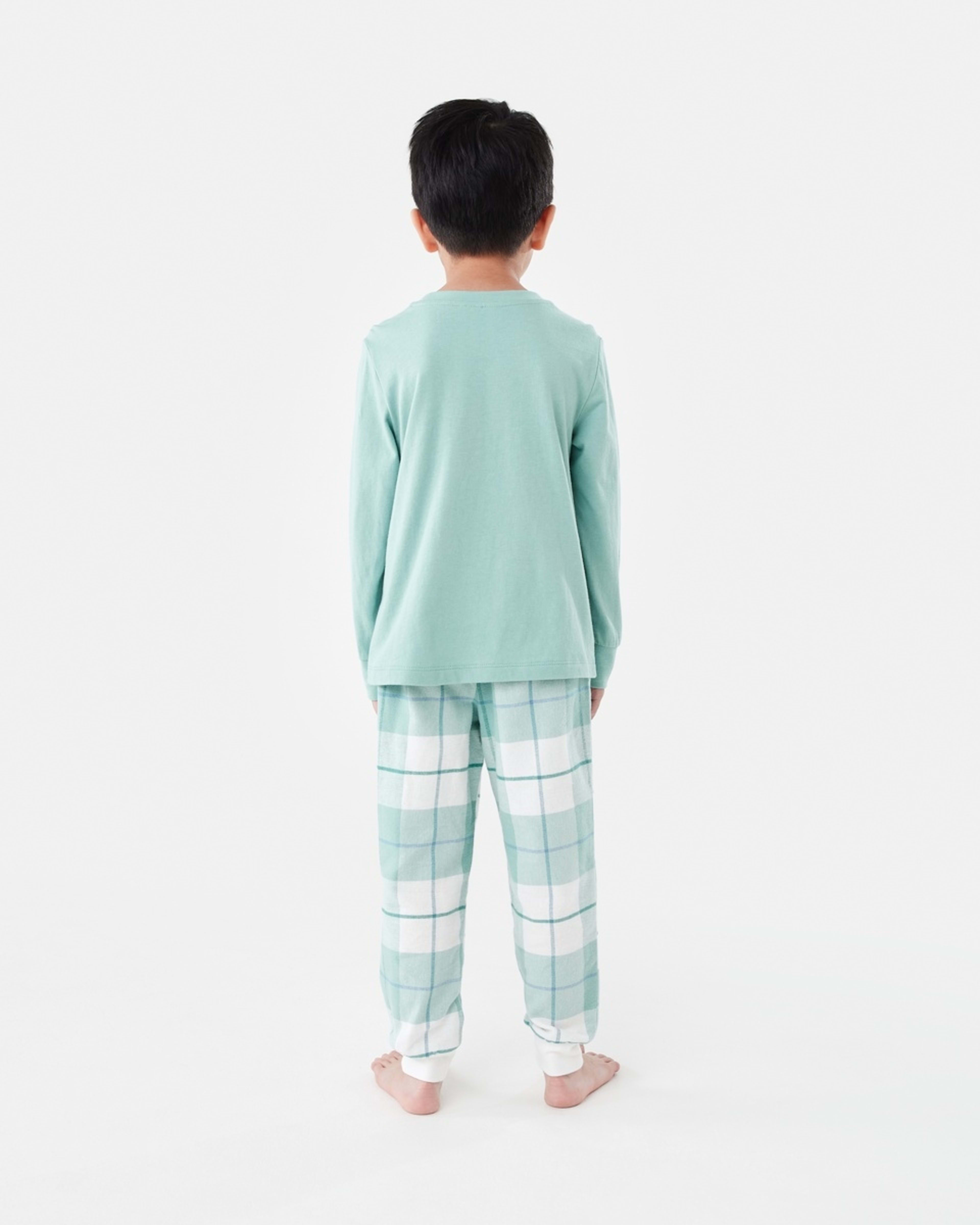 2 Knit Flannel Pyjama Set Grn Dino, 2 of 9