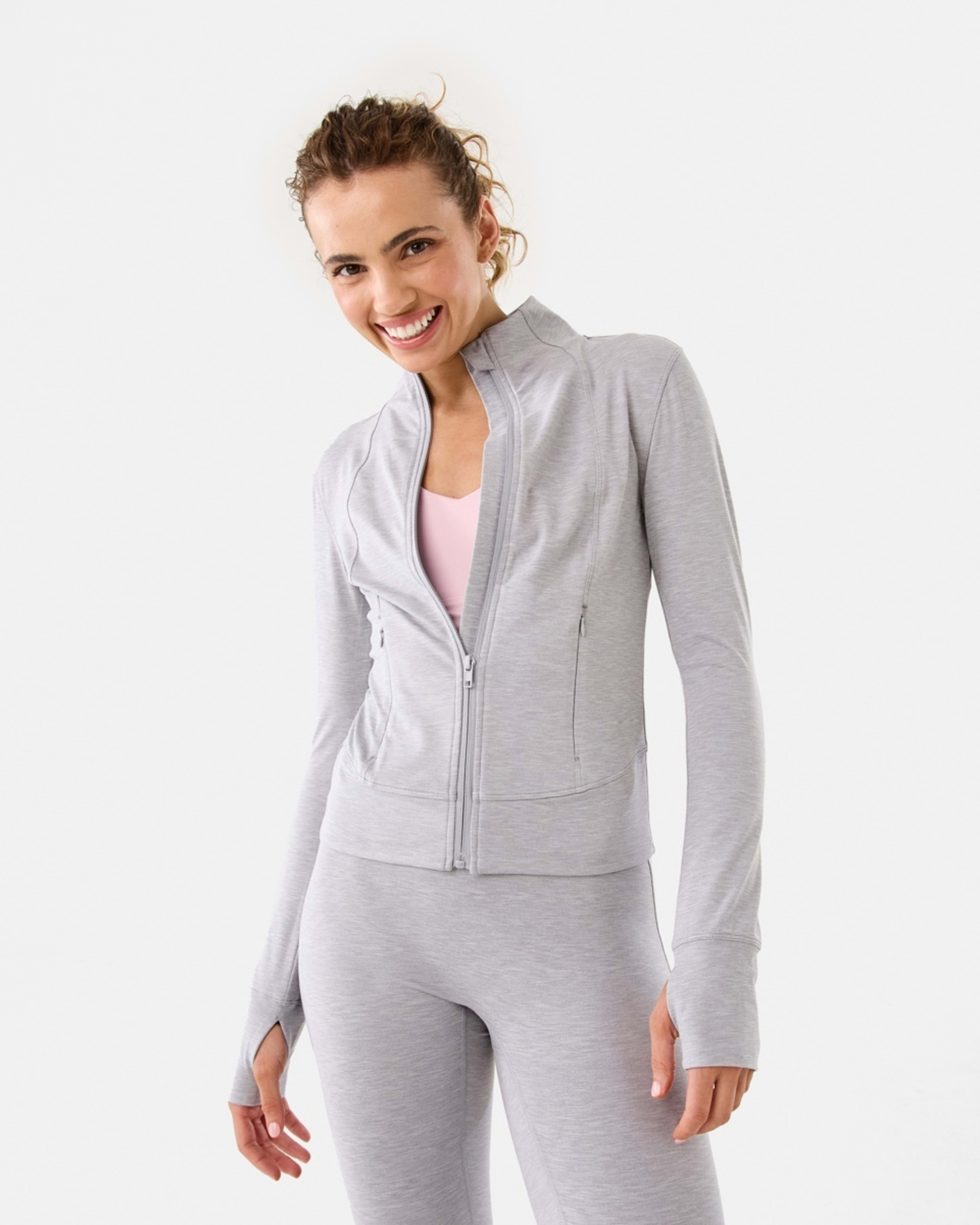 2 Active Womens Soft Touch Jacket Grey Marle, 2 of 10
