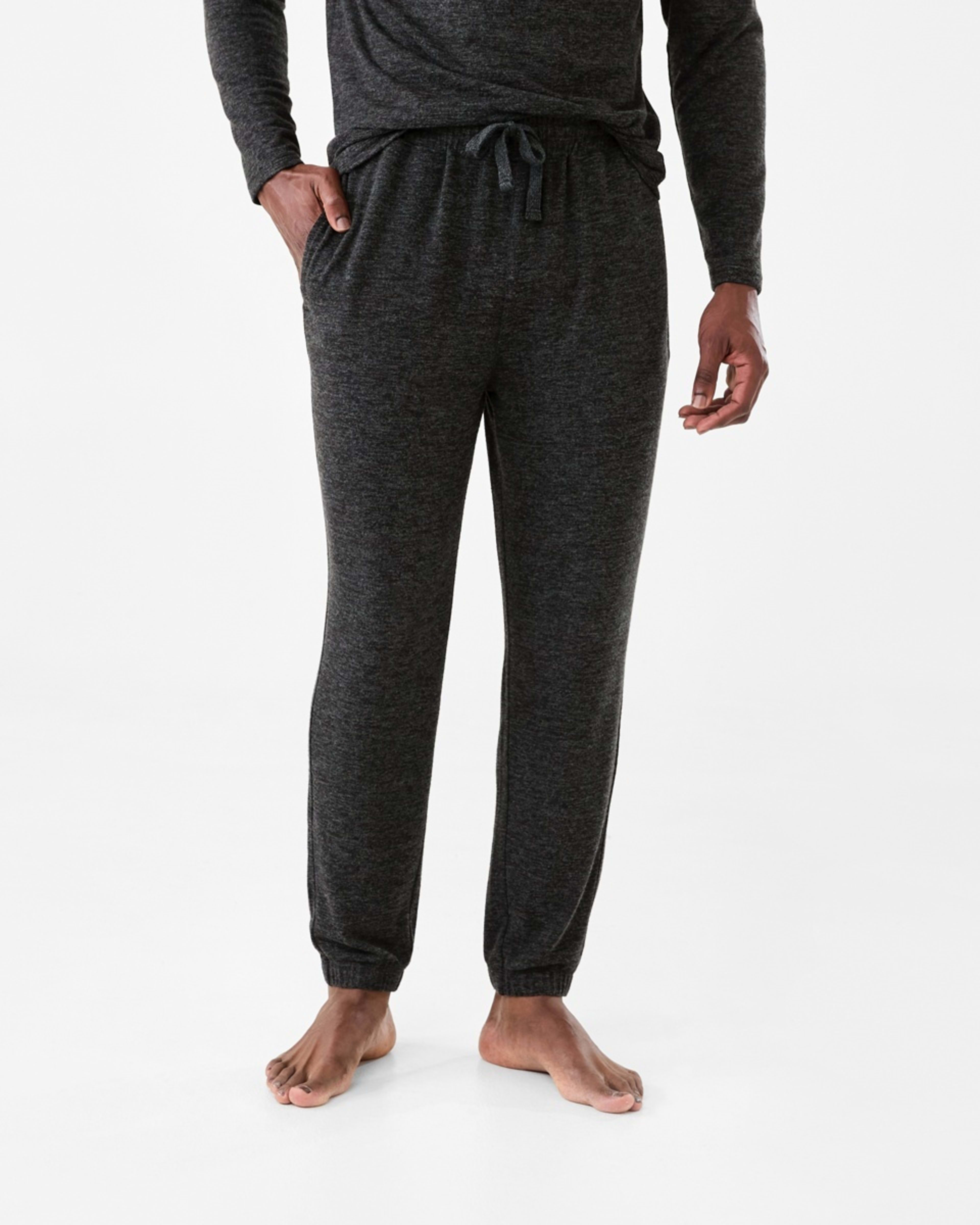 1 Brushed Slim Pants Blk Marle