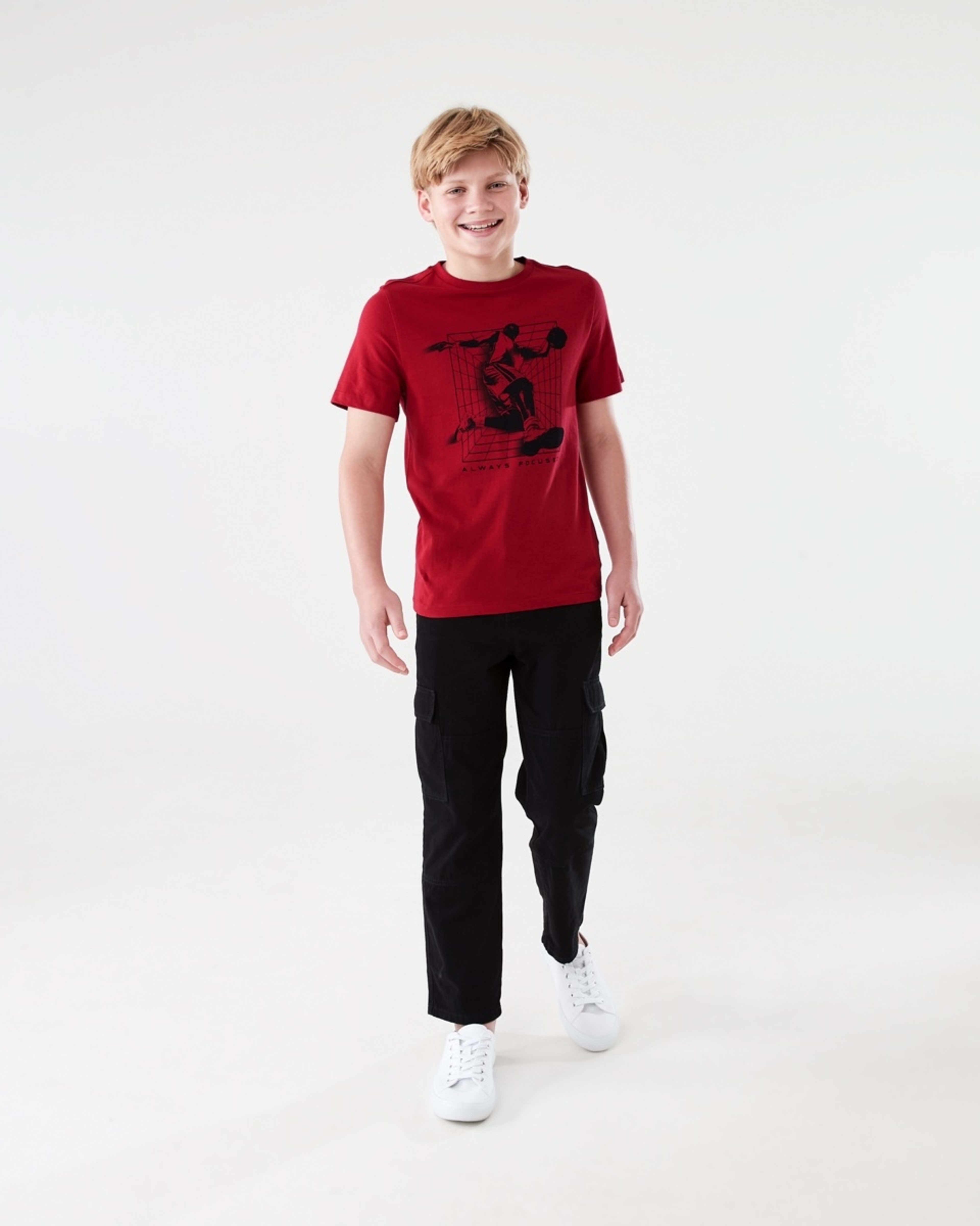 5 Short Sleeve Print T-shirt ALWAYS FOCUSED BBALL RED, 5 of 6