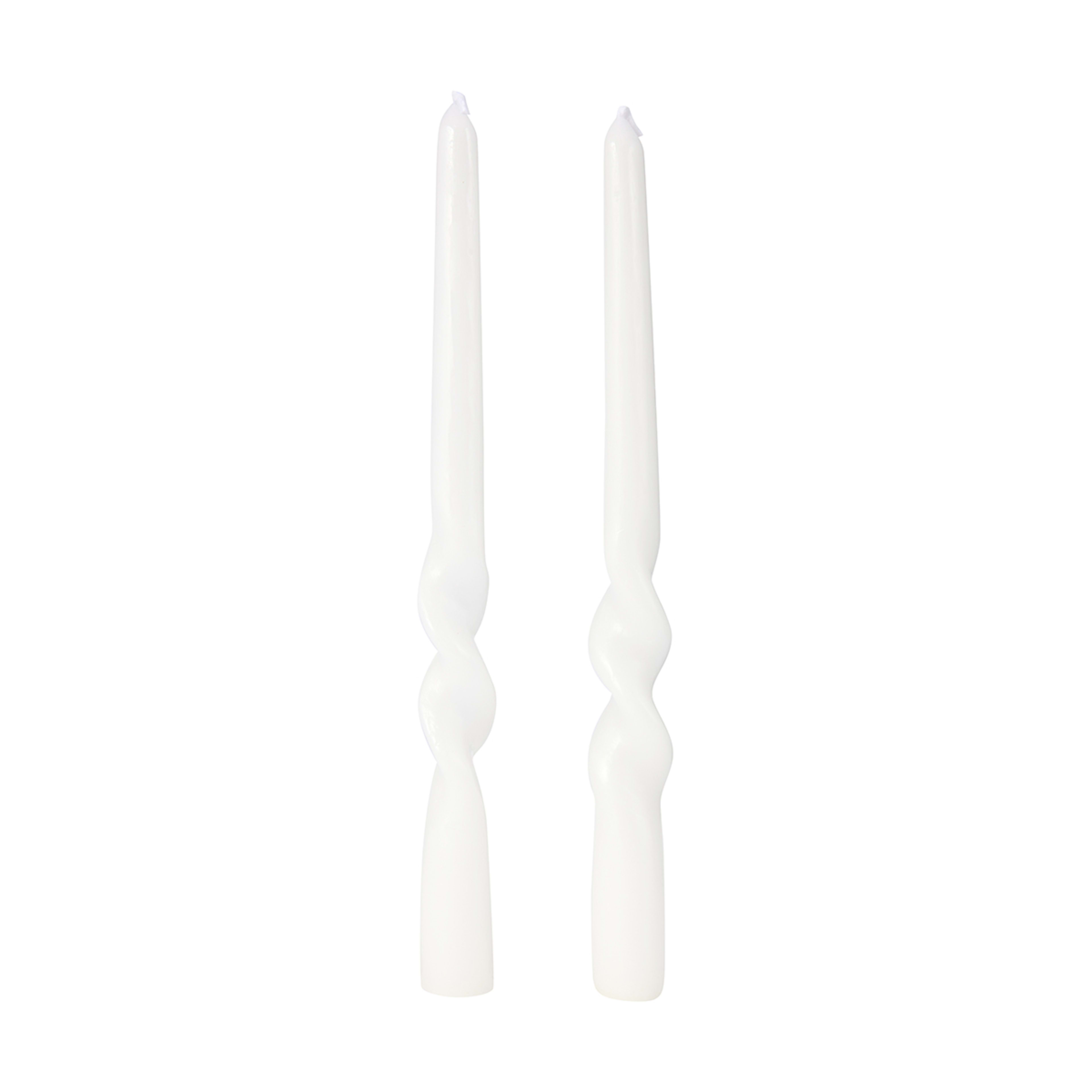2 2 Pack Twist White Taper Candles, 2 of 6