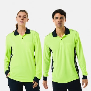 Workwear Long Sleeve Reflective Fluorescent Polo Shirt - Kmart